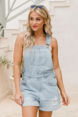 A Good Time Medium Wash Distressed Overalls FINAL SALE