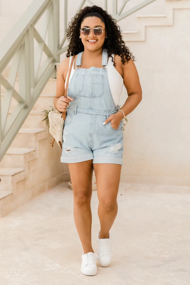 A Good Time Medium Wash Distressed Overalls FINAL SALE