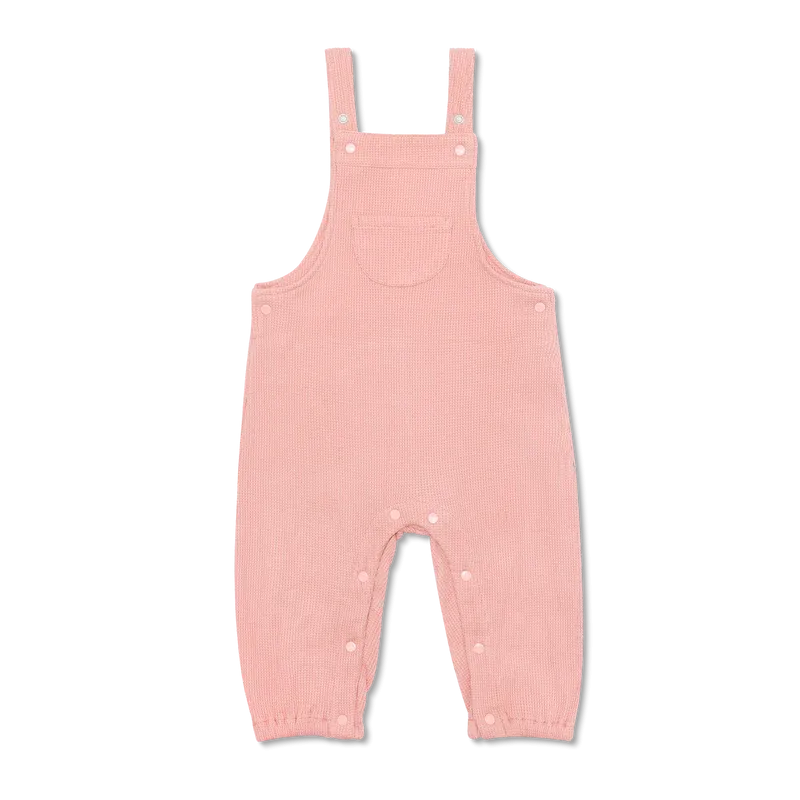 Apple Park Waffle Overalls - Dusty Rose