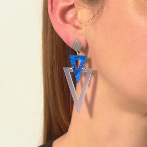 ARROWS BLUE SWIRL & ELECTRIC BLUE EARRINGS