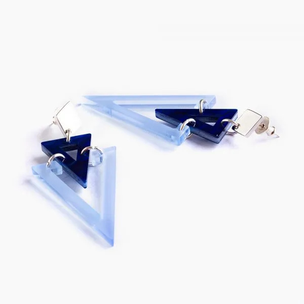 ARROWS BLUE SWIRL & ELECTRIC BLUE EARRINGS