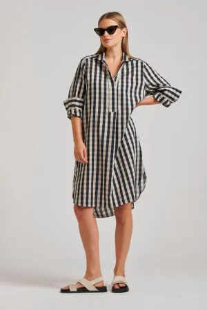 Avril Popover Shirtdress | French Navy Gingham