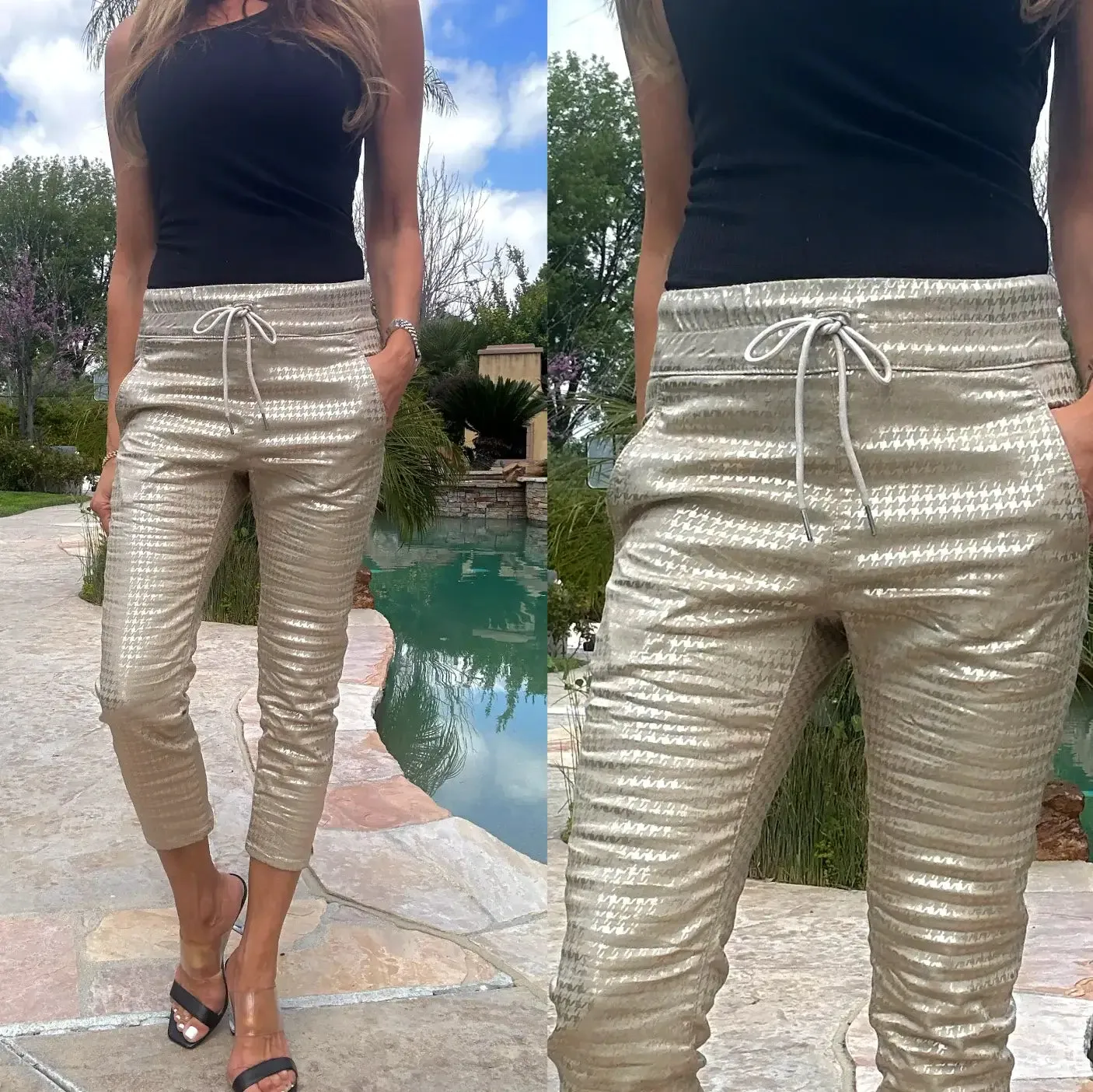 Bevy Flog - Shely Capri in Gold Checkered