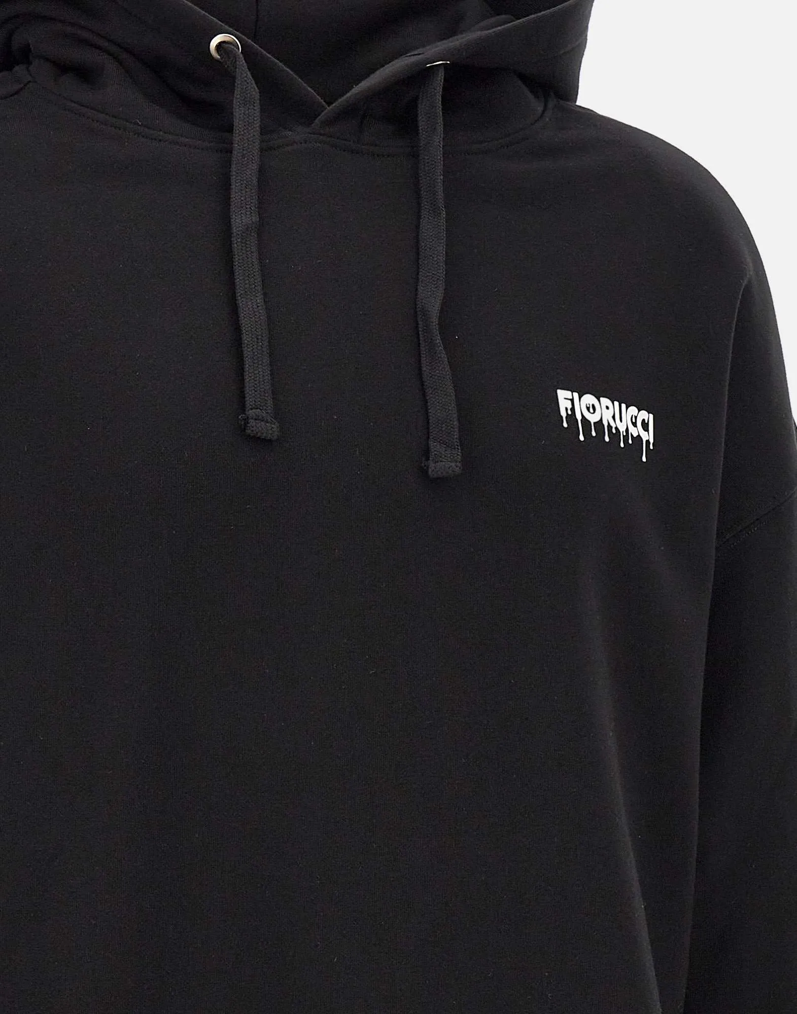 Black Cotton Hoodie with Logo