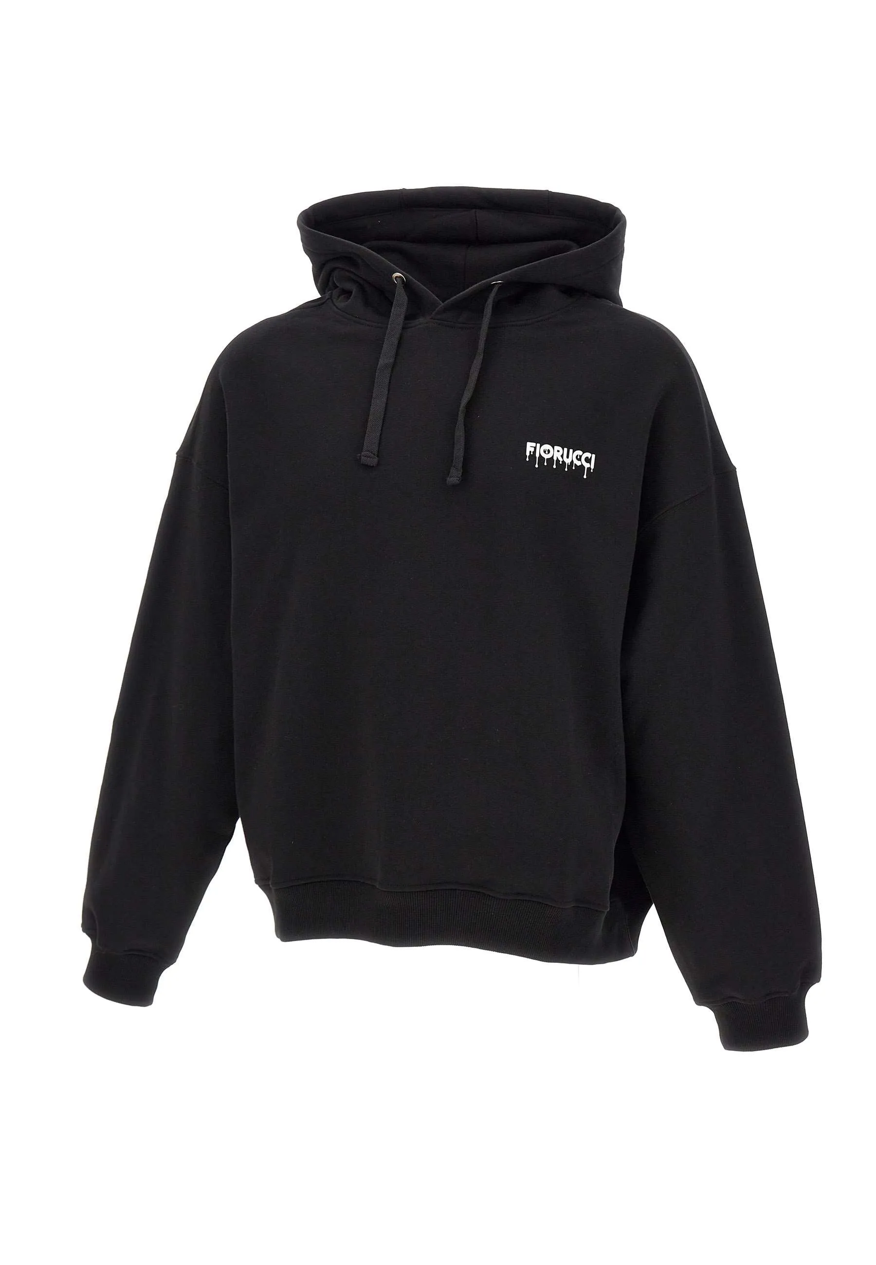 Black Cotton Hoodie with Logo