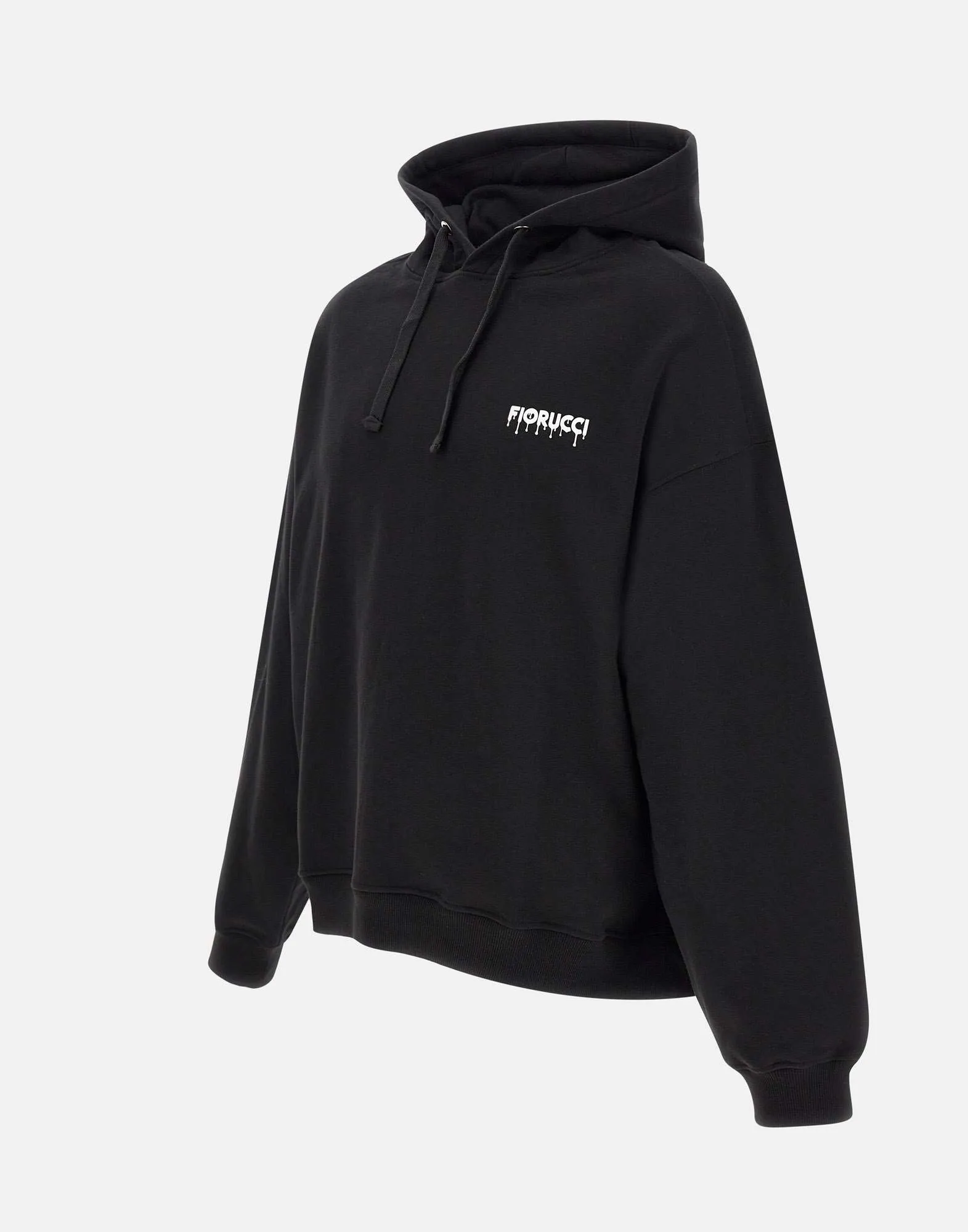 Black Cotton Hoodie with Logo