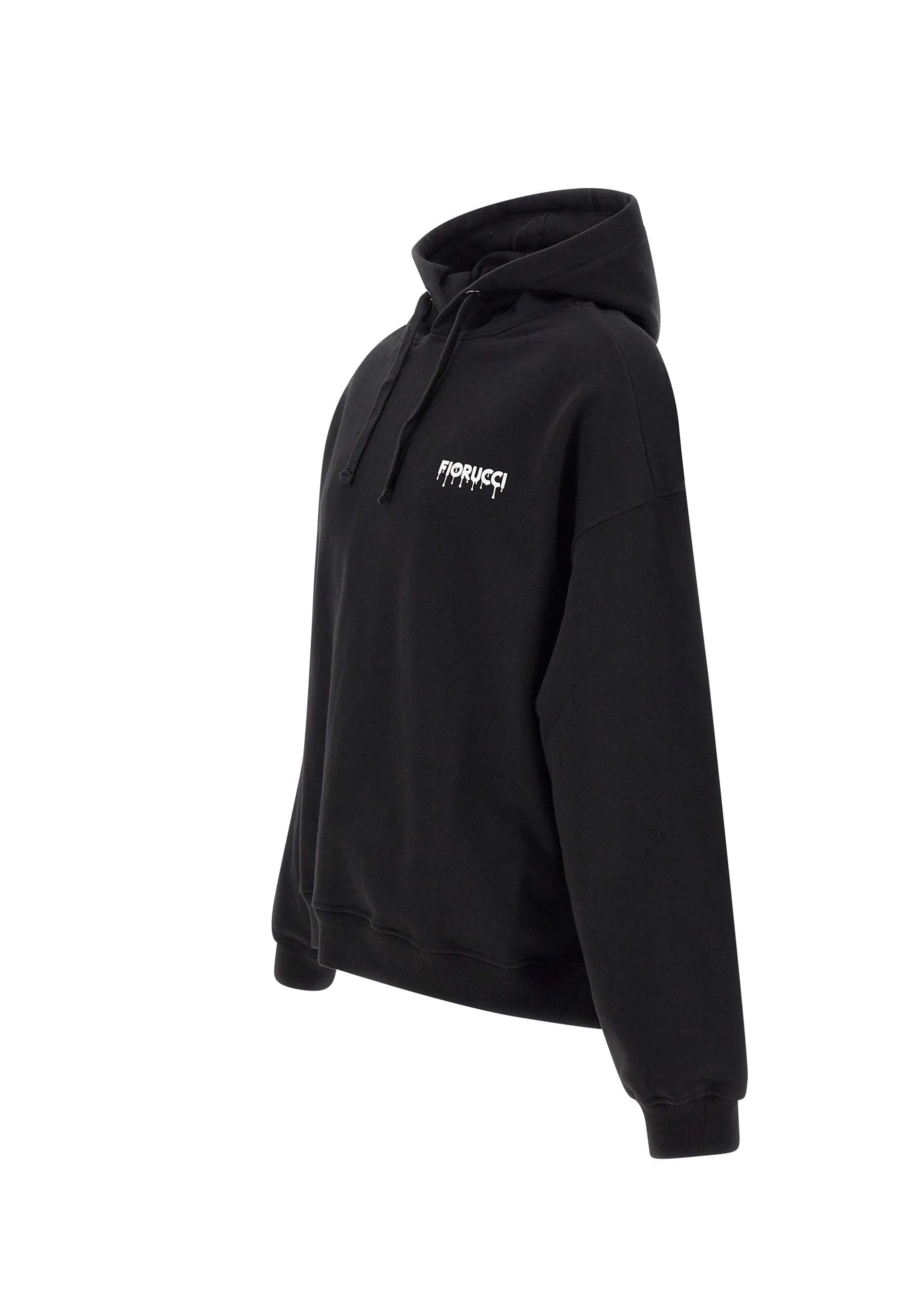 Black Cotton Hoodie with Logo