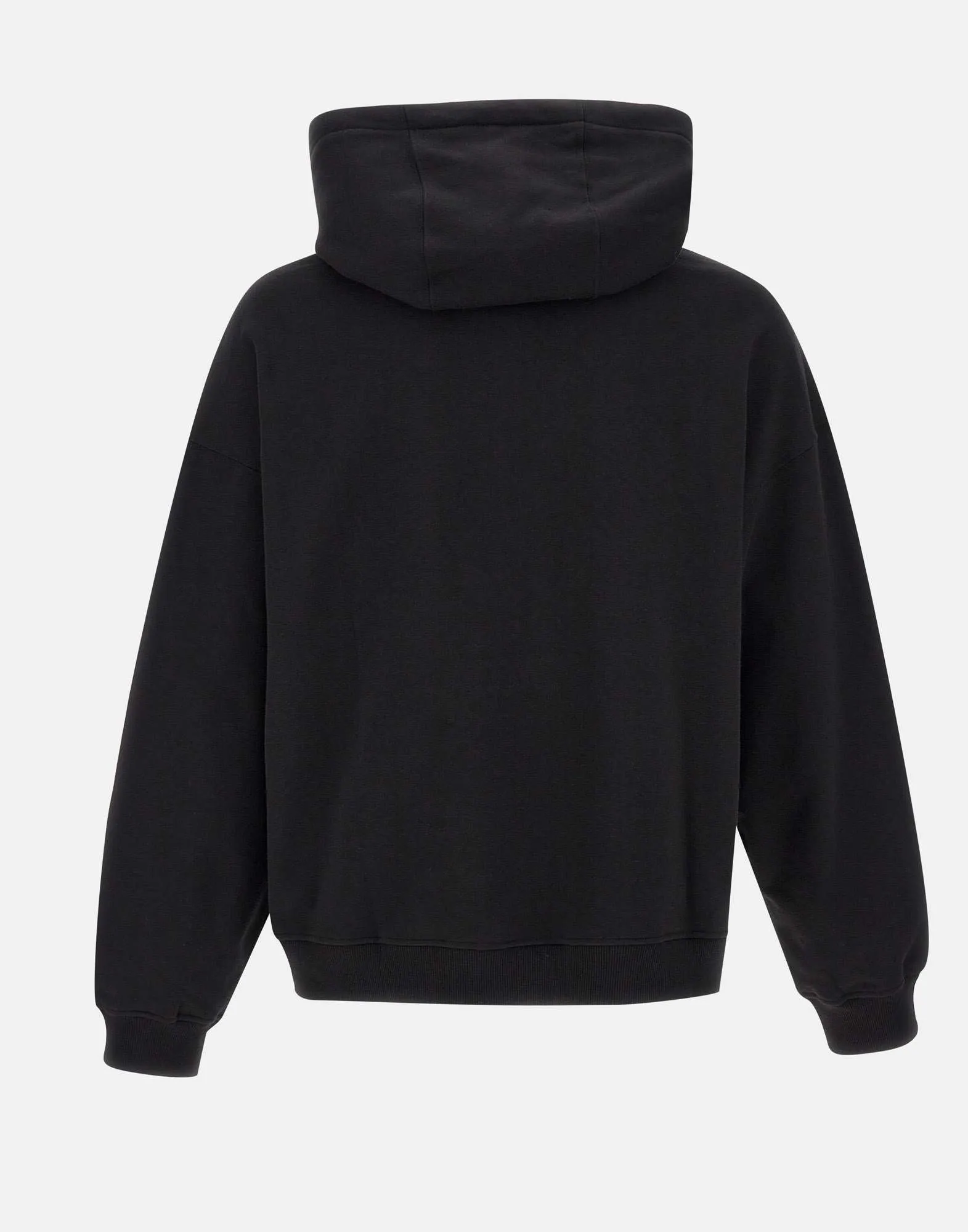 Black Cotton Hoodie with Logo