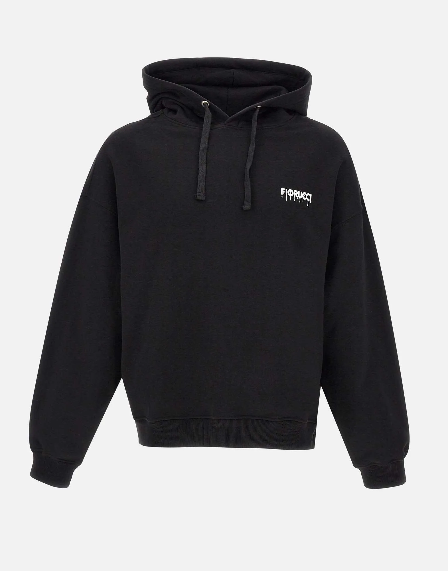 Black Cotton Hoodie with Logo