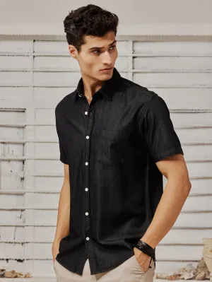 Black Silky Denim Shirt