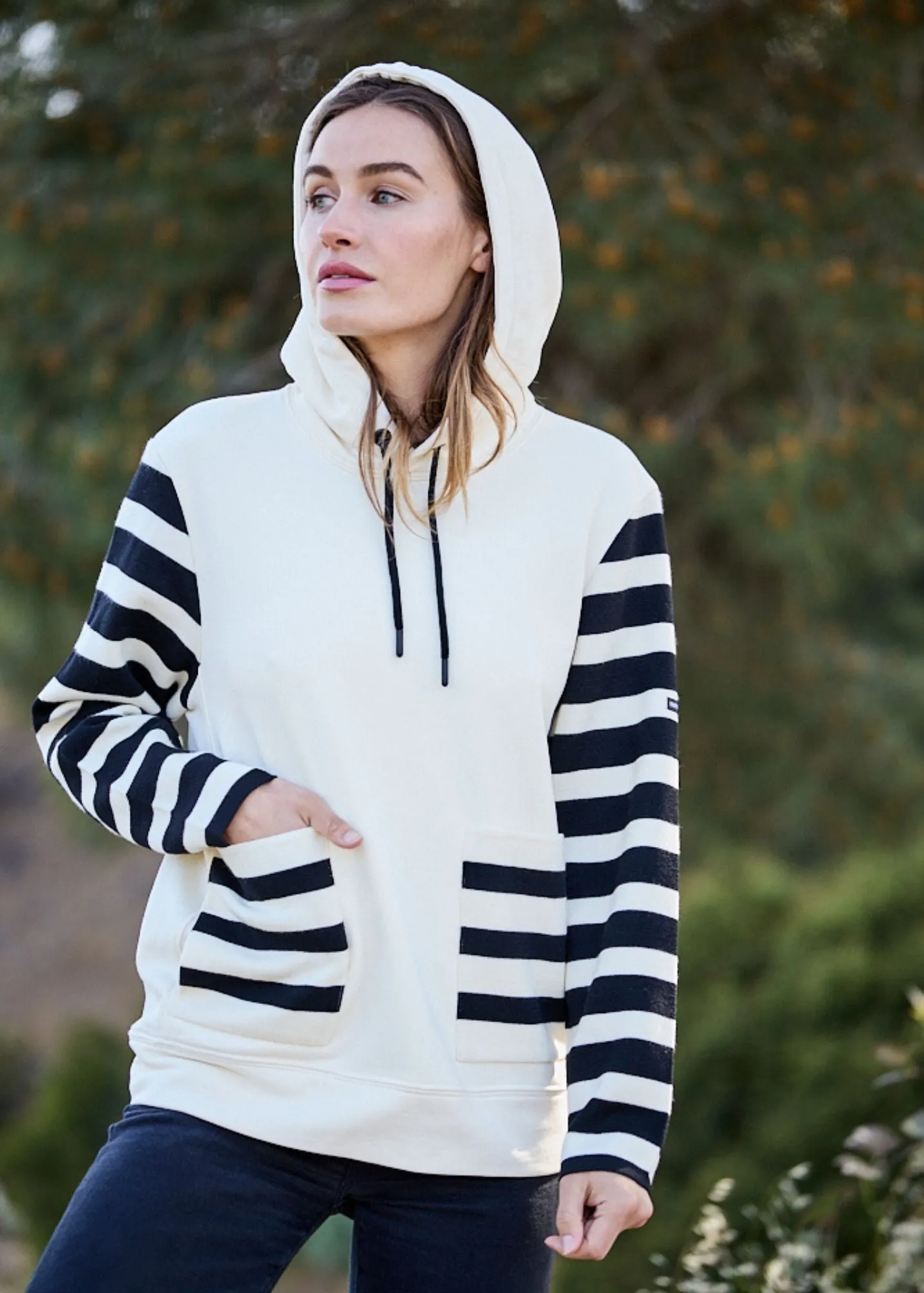 BLIZZARD - Hoodie in Wool and Cotton for Women by Isabelle Ballu (IVORY / BLACK)