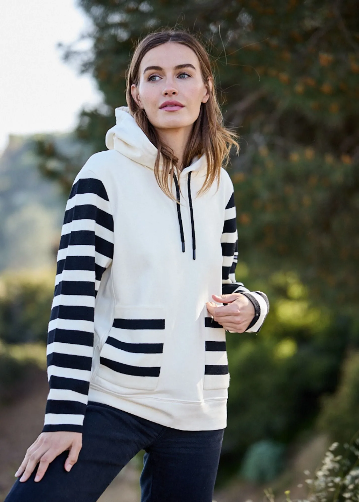 BLIZZARD - Hoodie in Wool and Cotton for Women by Isabelle Ballu (IVORY / BLACK)