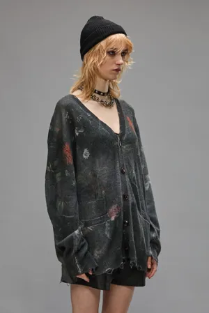 BOYFRIEND CARDIGAN - BLACK FLORAL