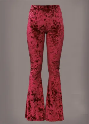 Burgundy Ice Velvet Bell Bottom Pants