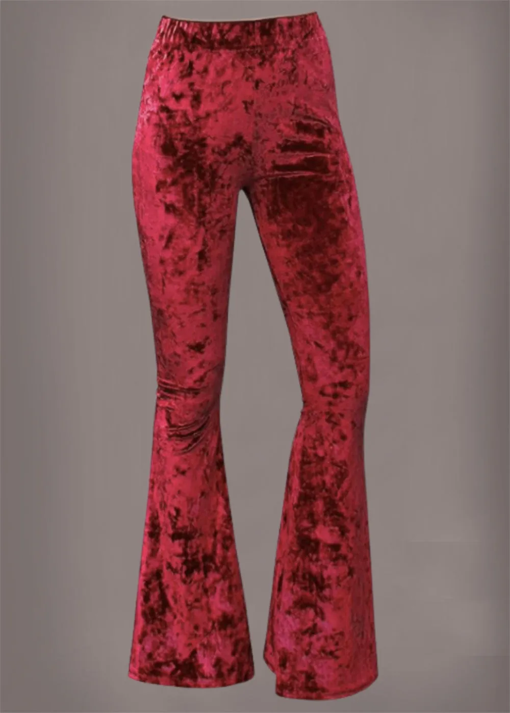 Burgundy Ice Velvet Bell Bottom Pants