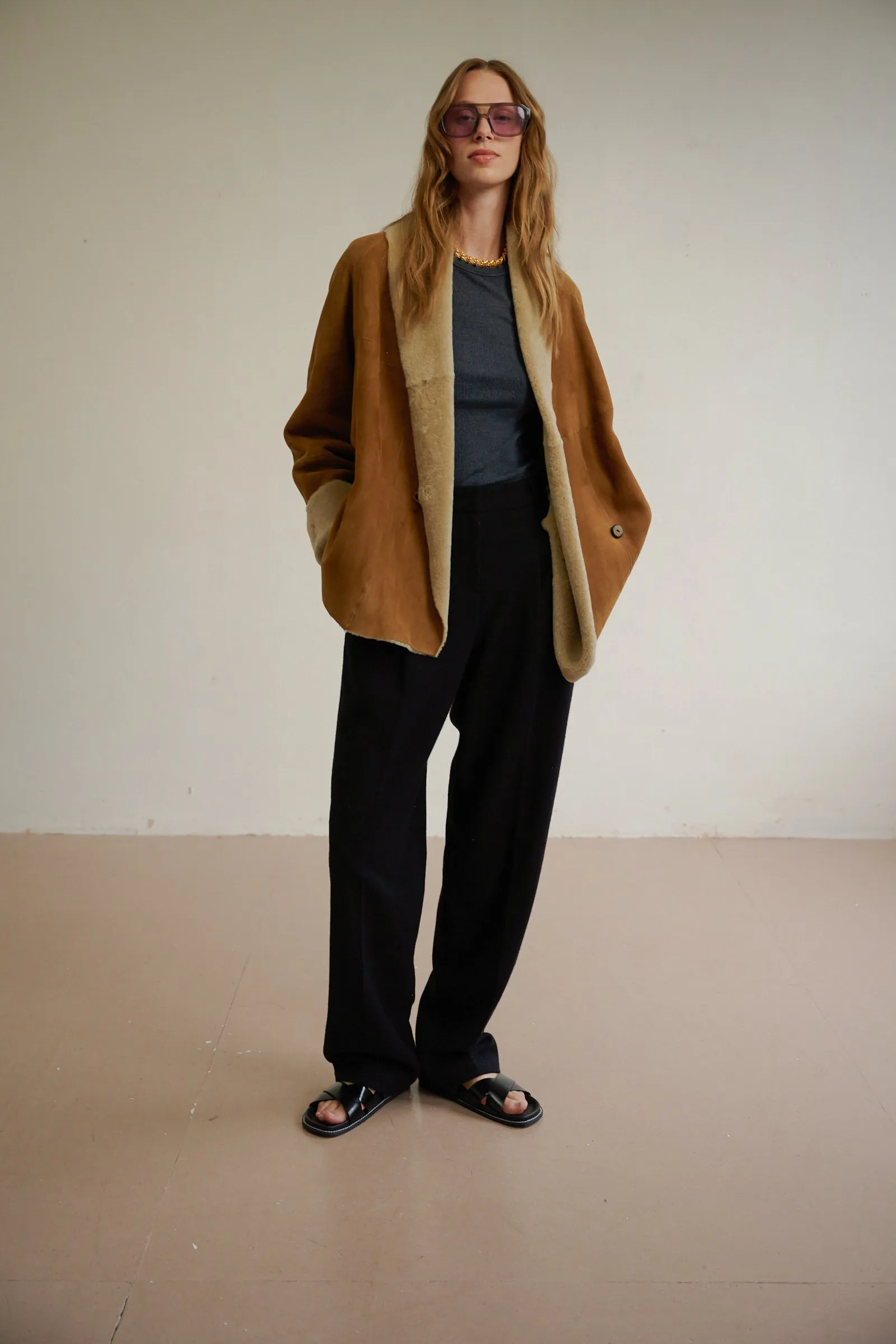 CAPPUCINO SHEARLING CARDI JACKET