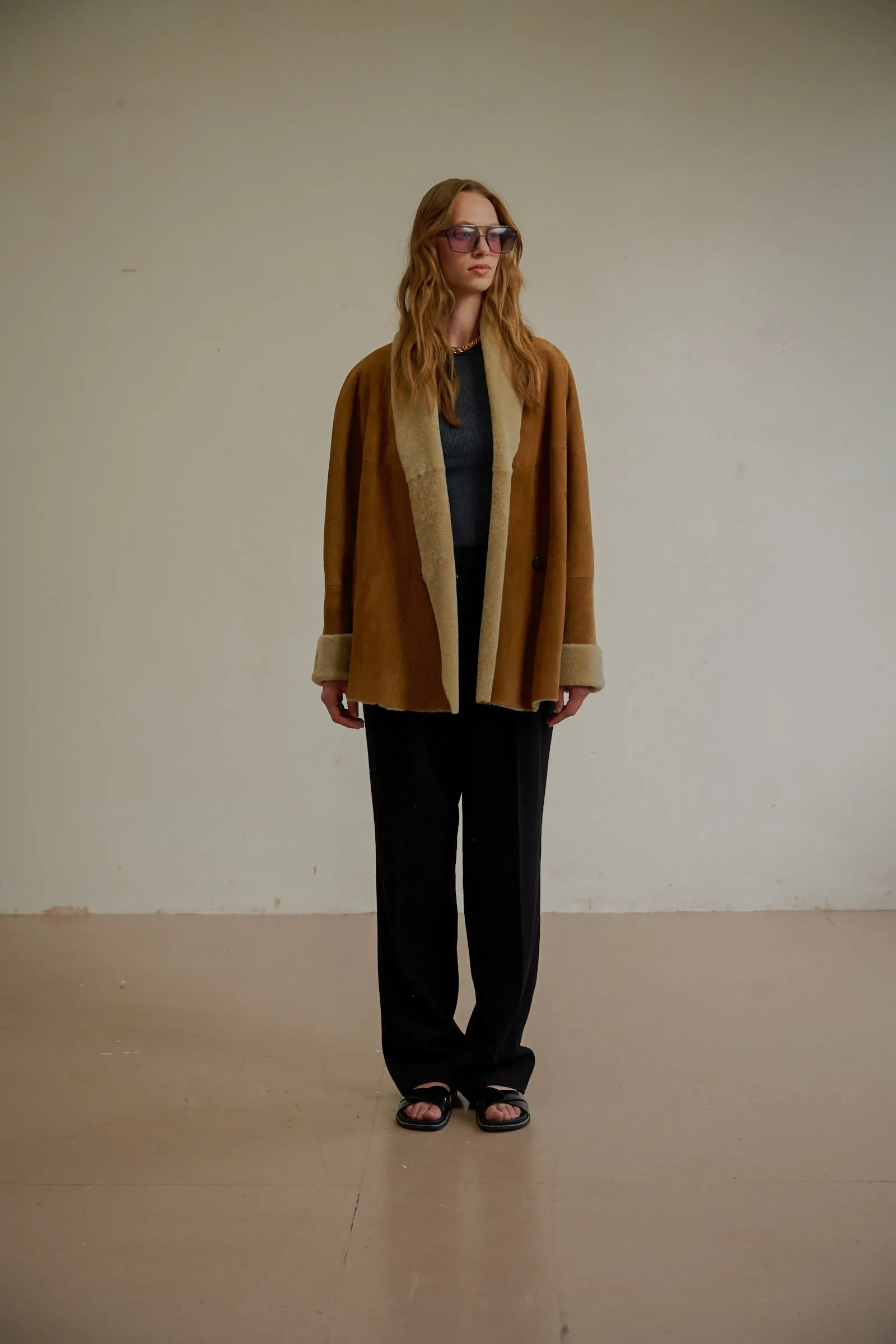 CAPPUCINO SHEARLING CARDI JACKET