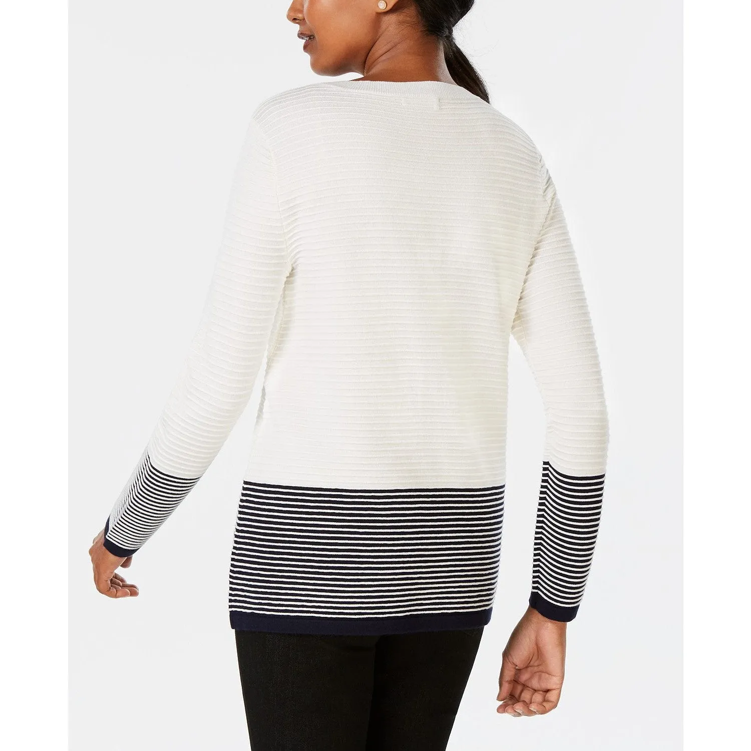 Charter Club Petite Striped Colorblock Sweater, Size PL