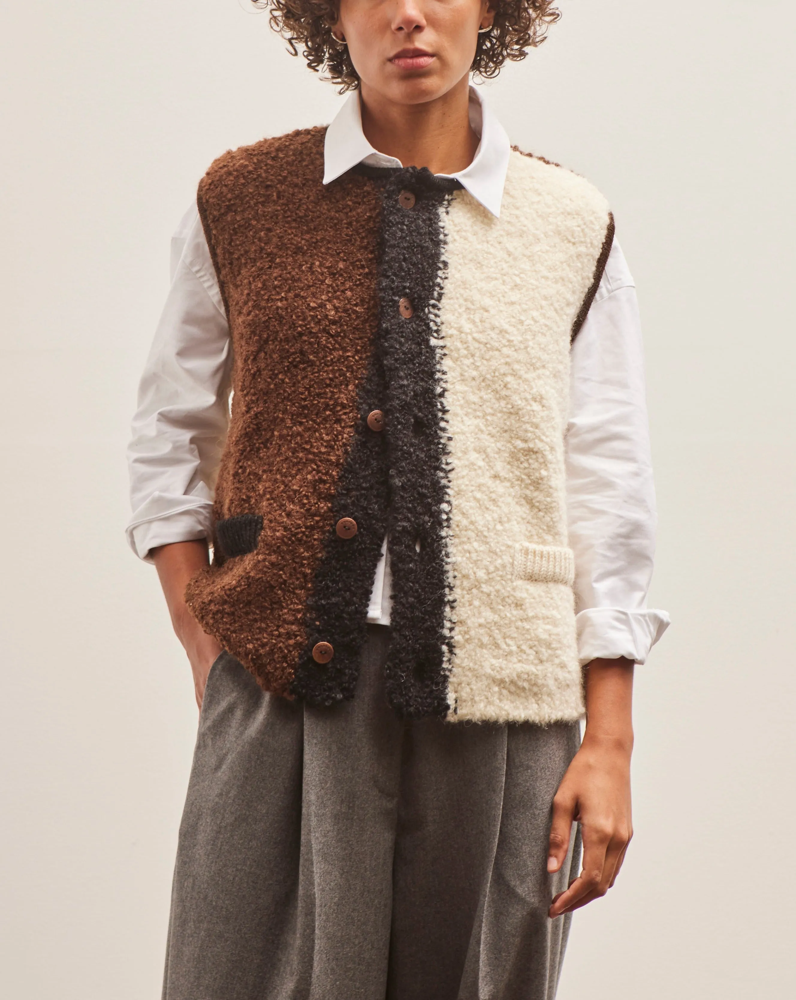 Cordera Wool & Mohair Waistcoat, Colorblock