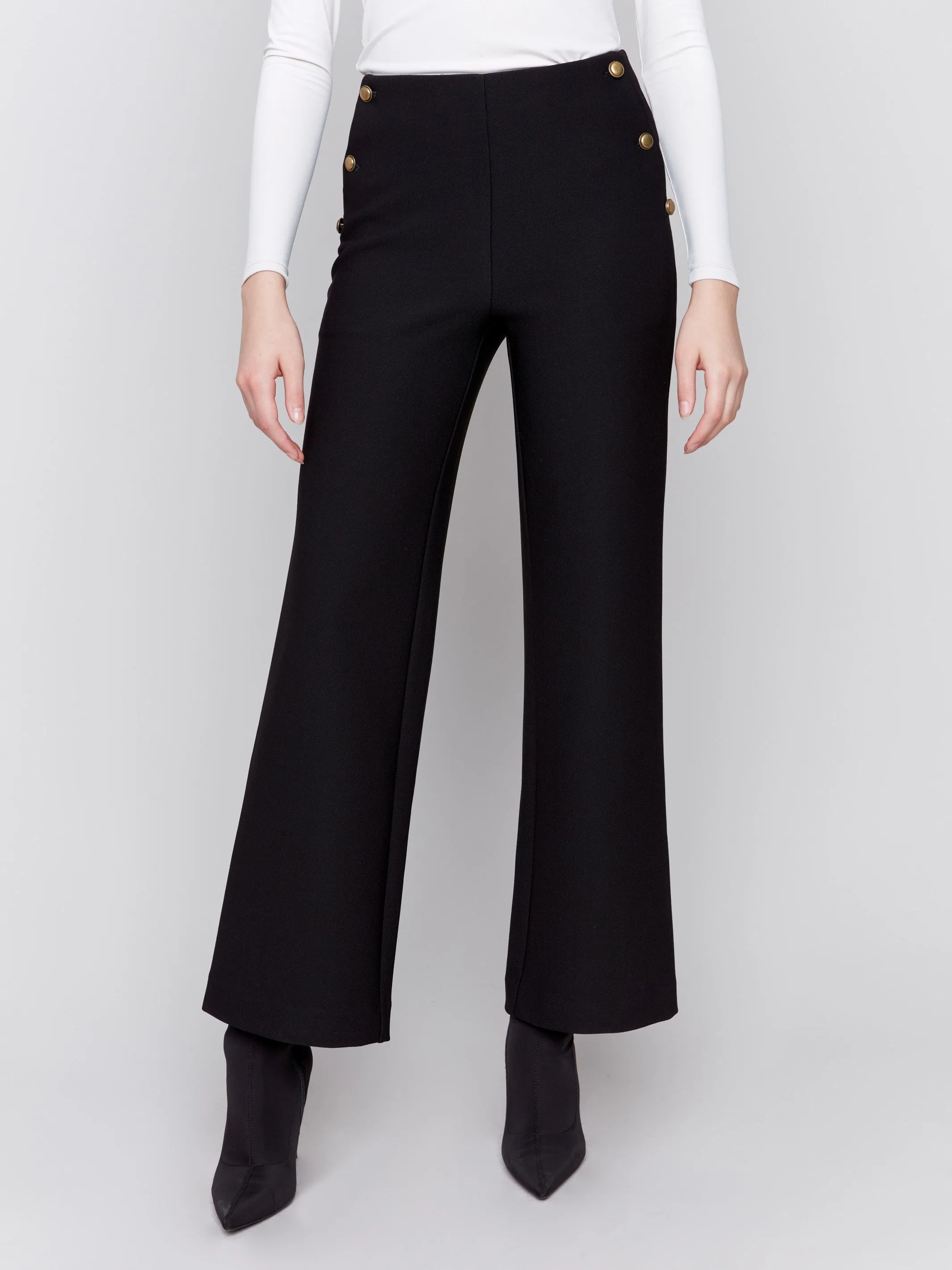 Crepe Flare Pants - Black