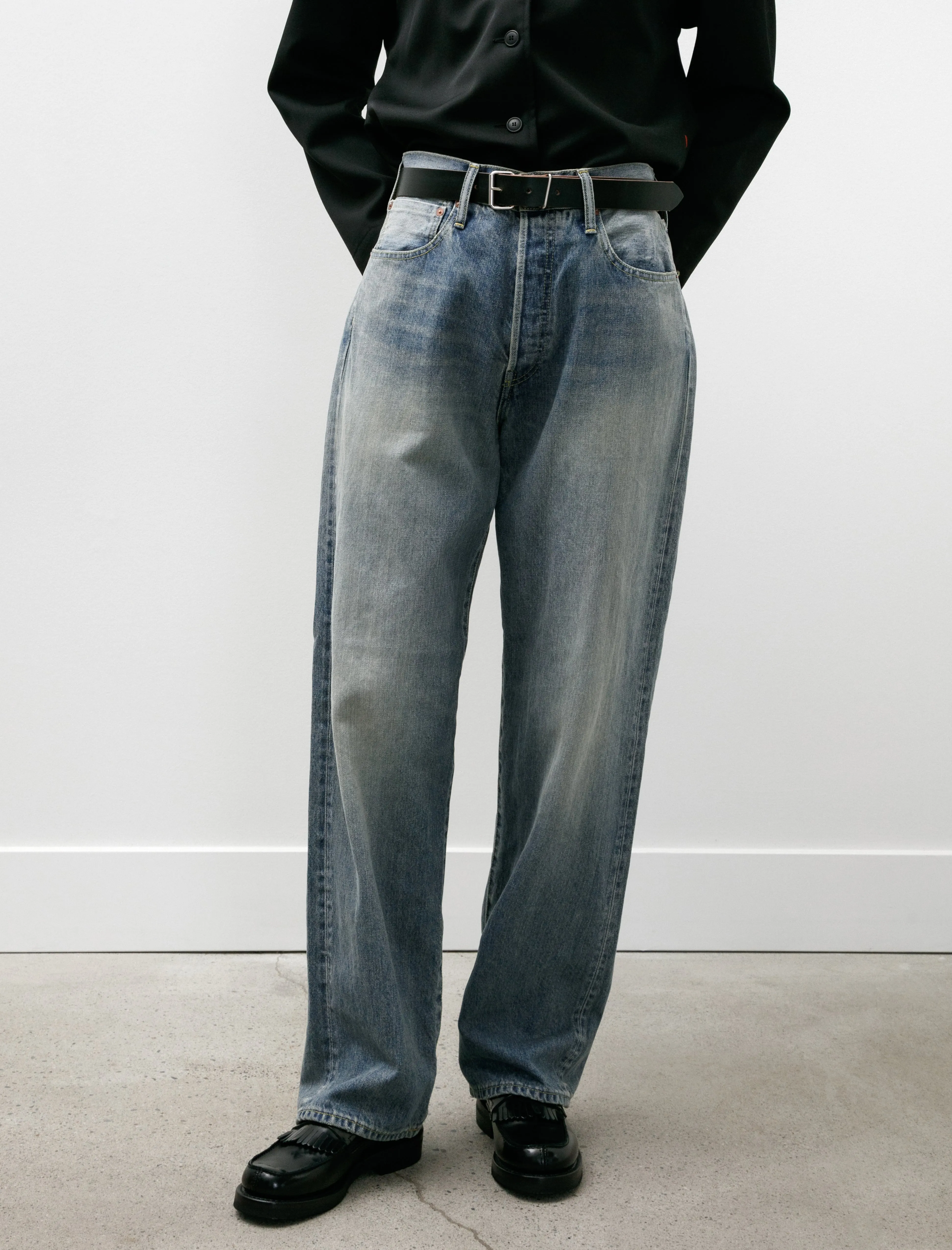 Denim Straight Pants Indigo Fade