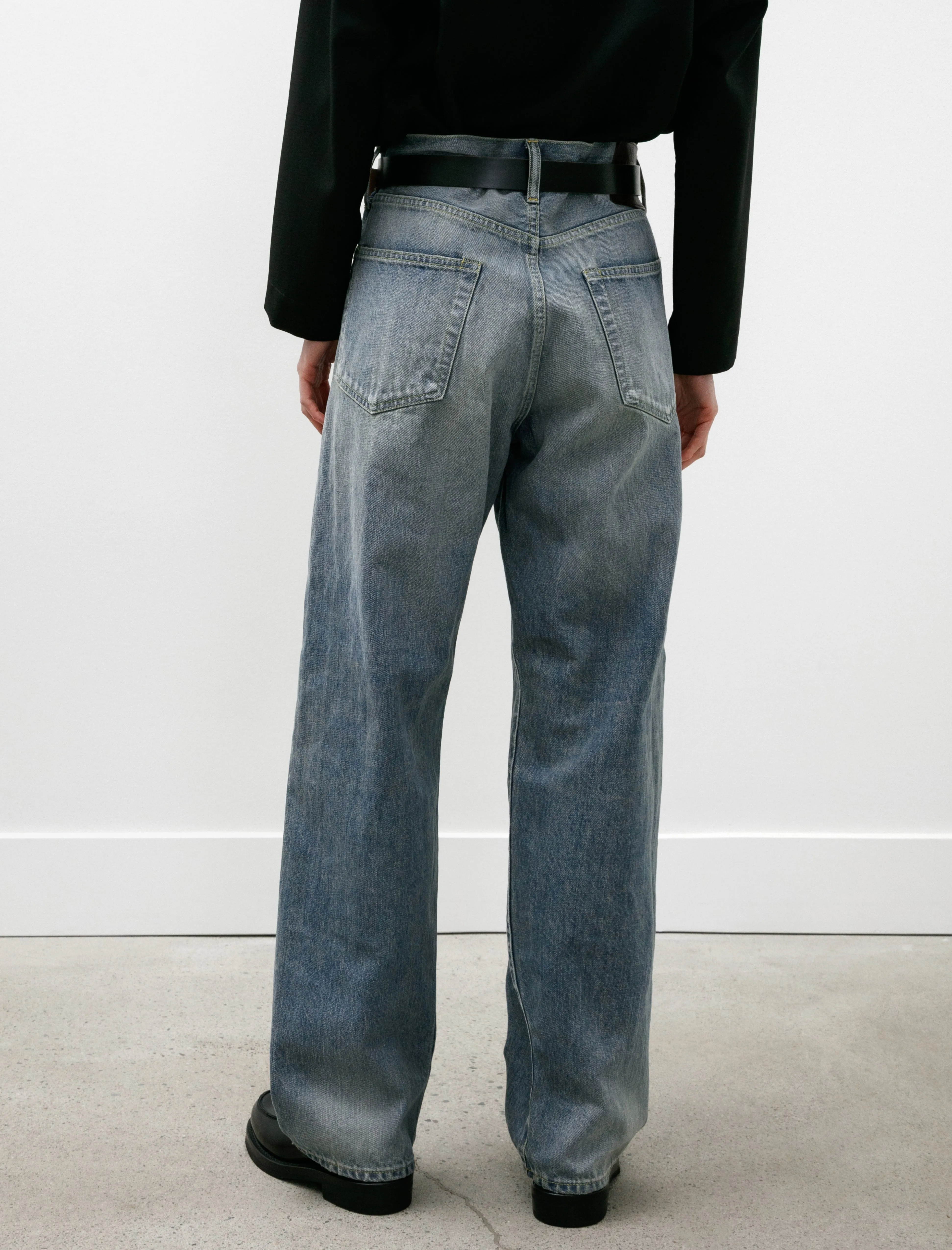 Denim Straight Pants Indigo Fade