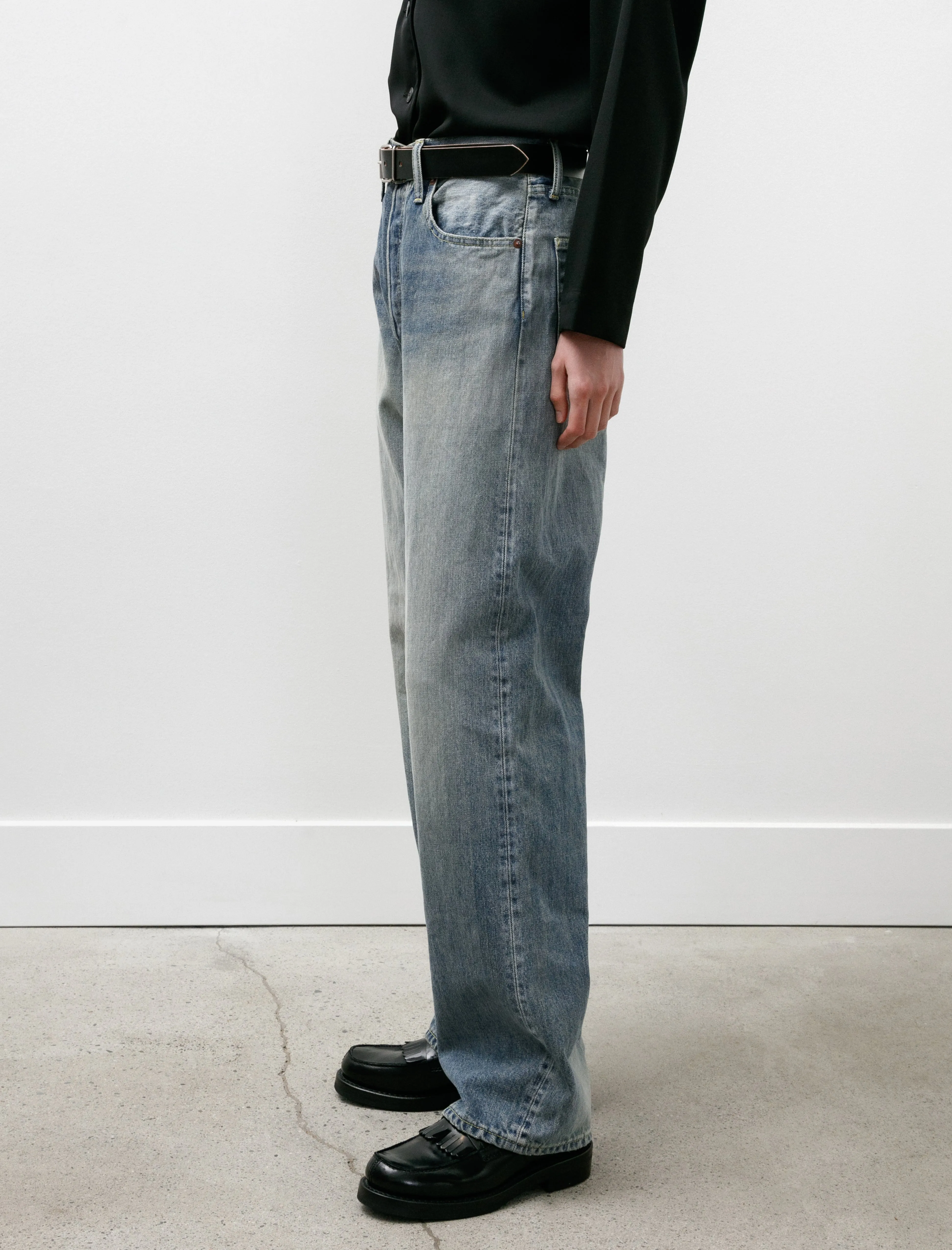 Denim Straight Pants Indigo Fade