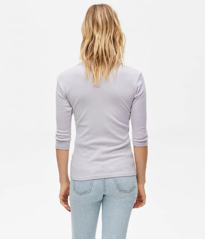 Dora 3/4 Sleeve Shine Tee | Black, Sweet Lilac