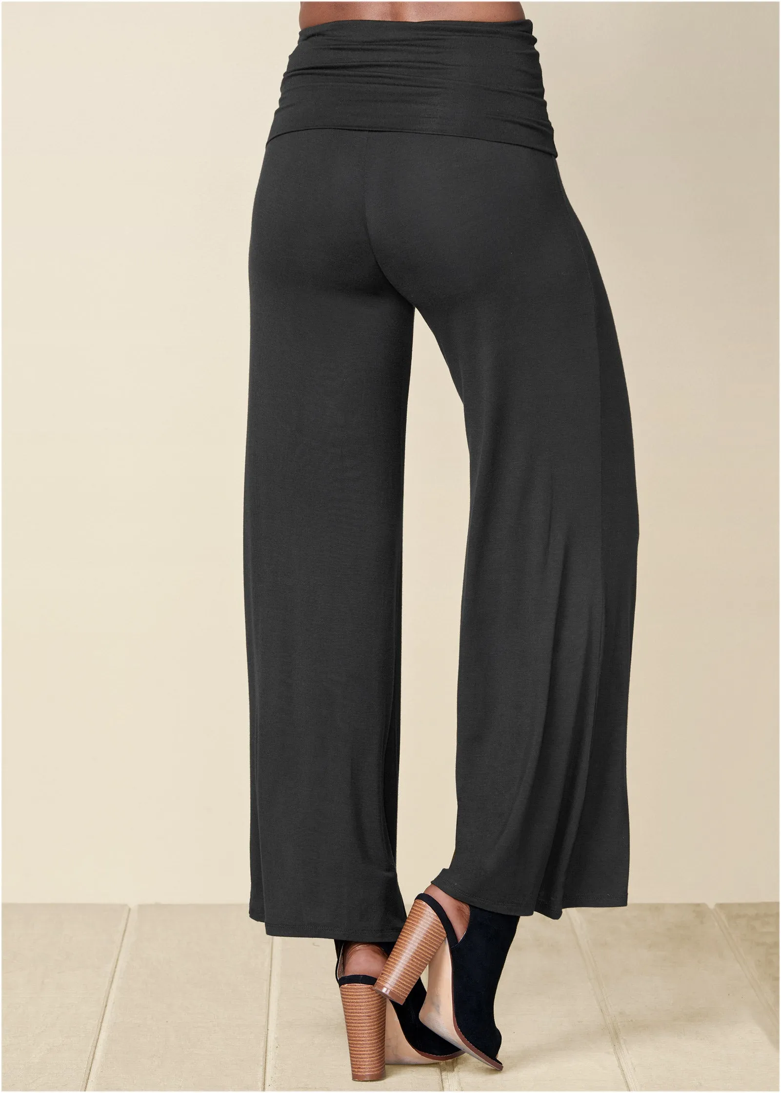 Easy Foldover Pants - Black