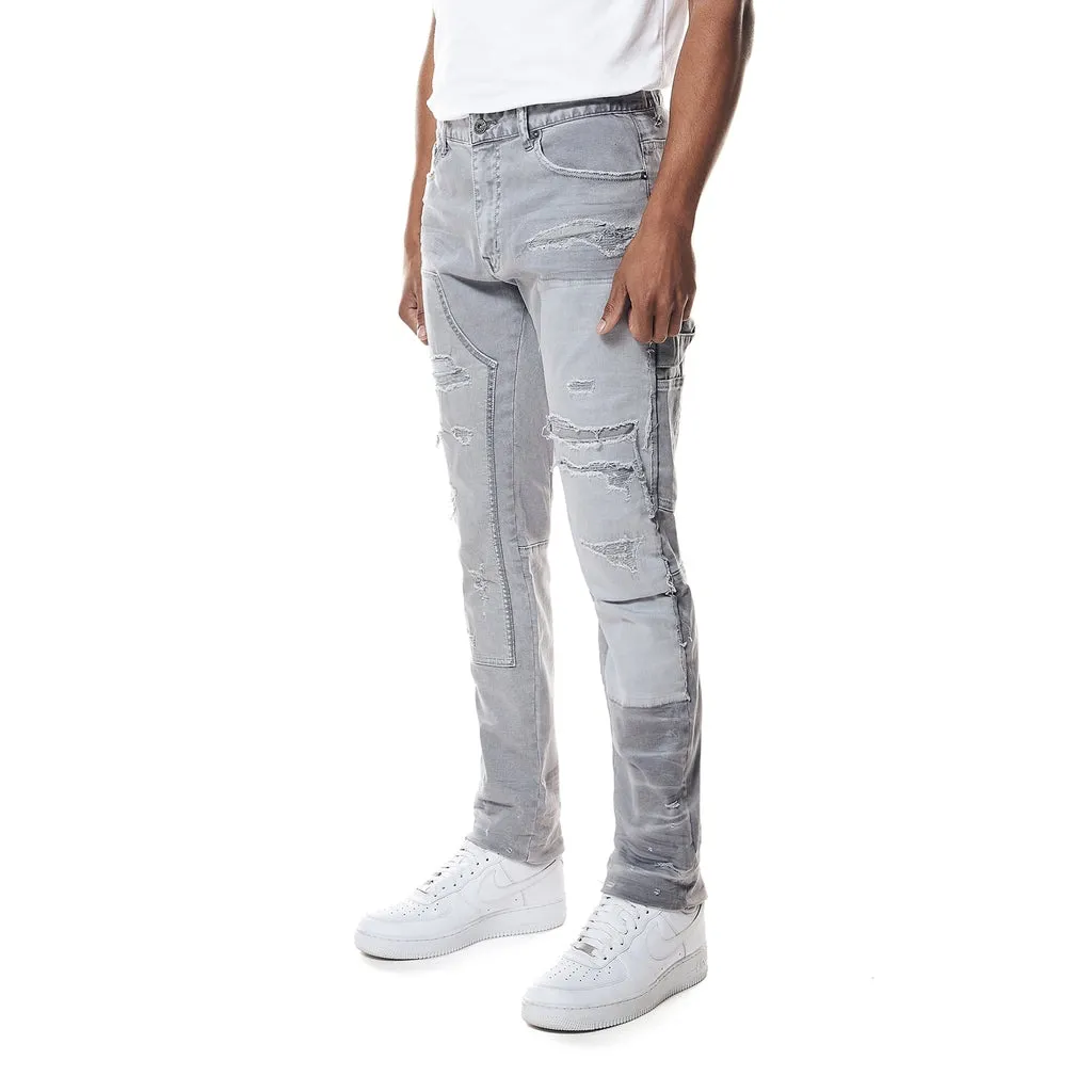 Easy Slim Mixed Media Double Knee Twill Pants