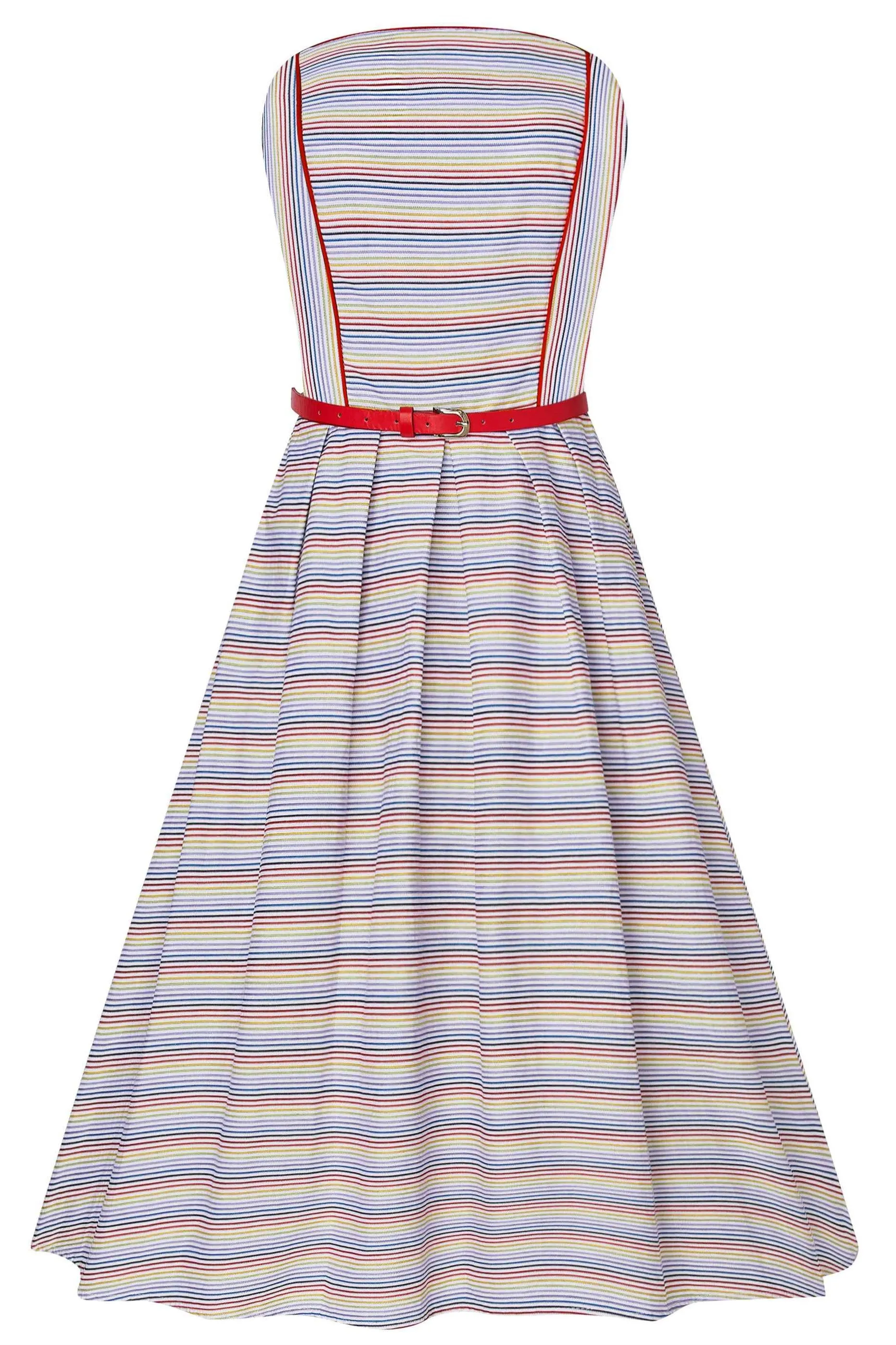 Evie Summer Striped Strapless Dress