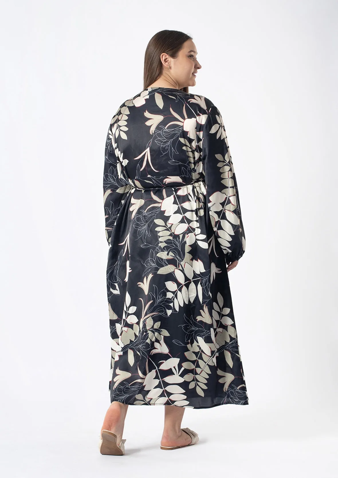 Floral Digital Print Wrap Dress