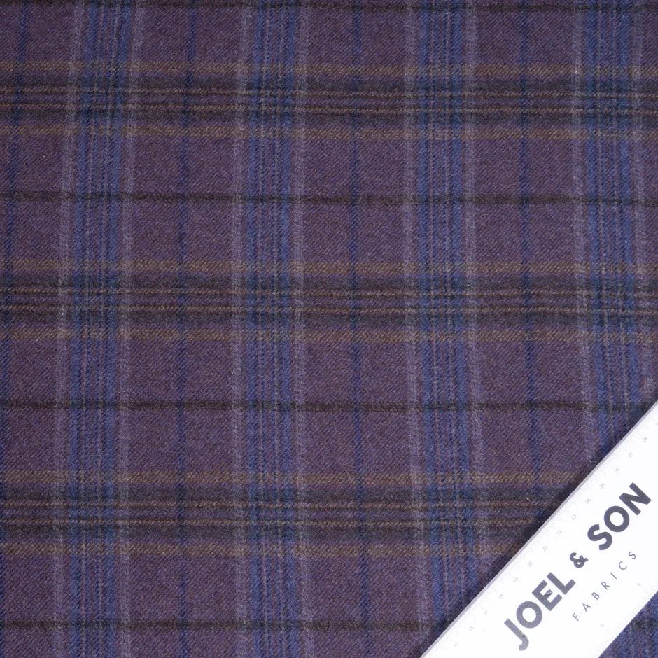 French Blue & Mauve Checkered Pure Wool Suiting