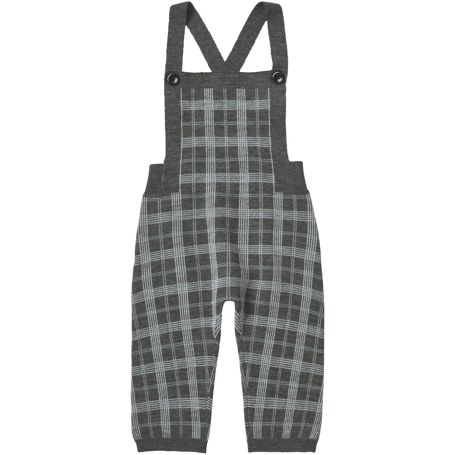 FUB Grey Melange Baby Checked Overalls