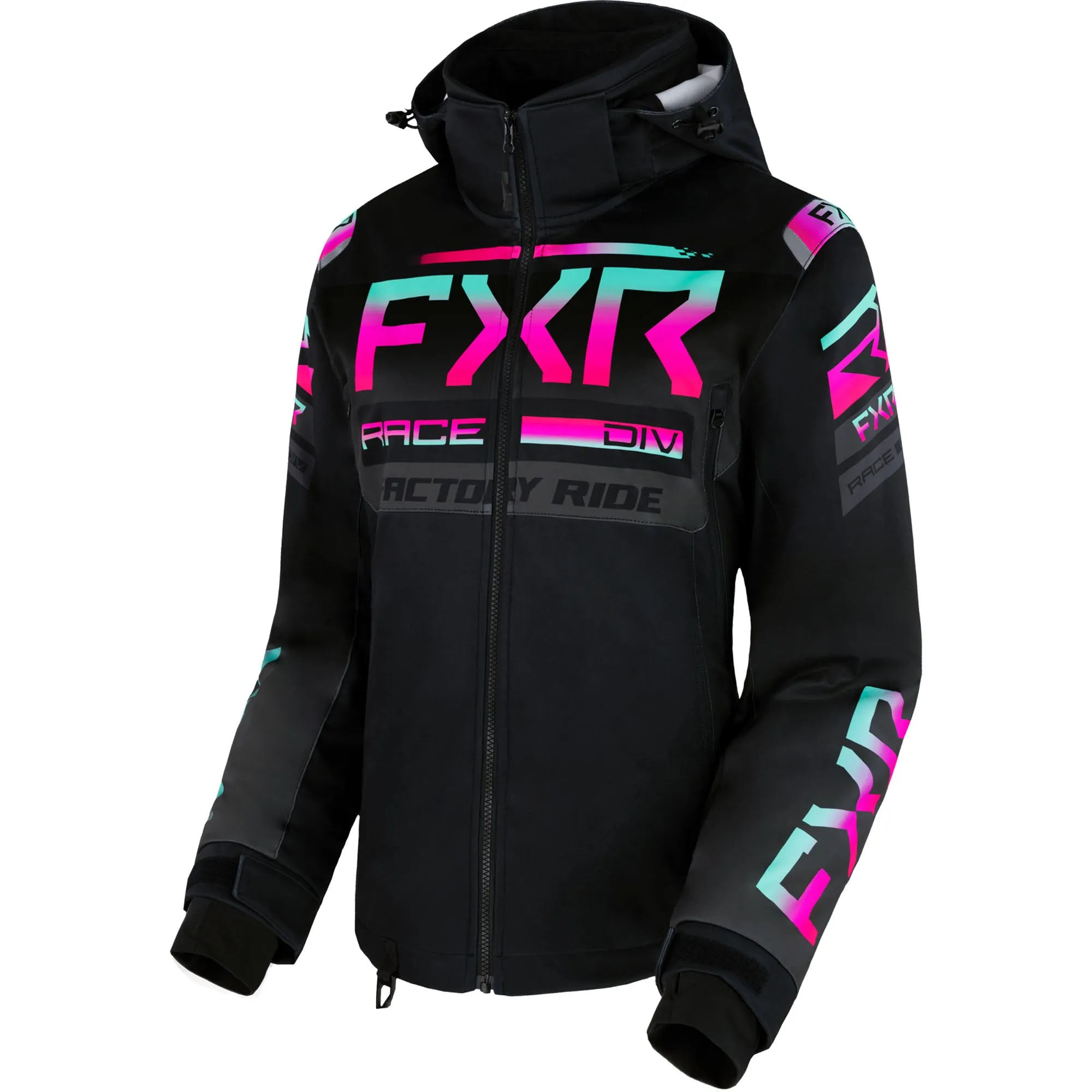 FXR  Womens RRX Snowmobile Jacket Winter Thermal Dry Black Mint-Raspberry Fade