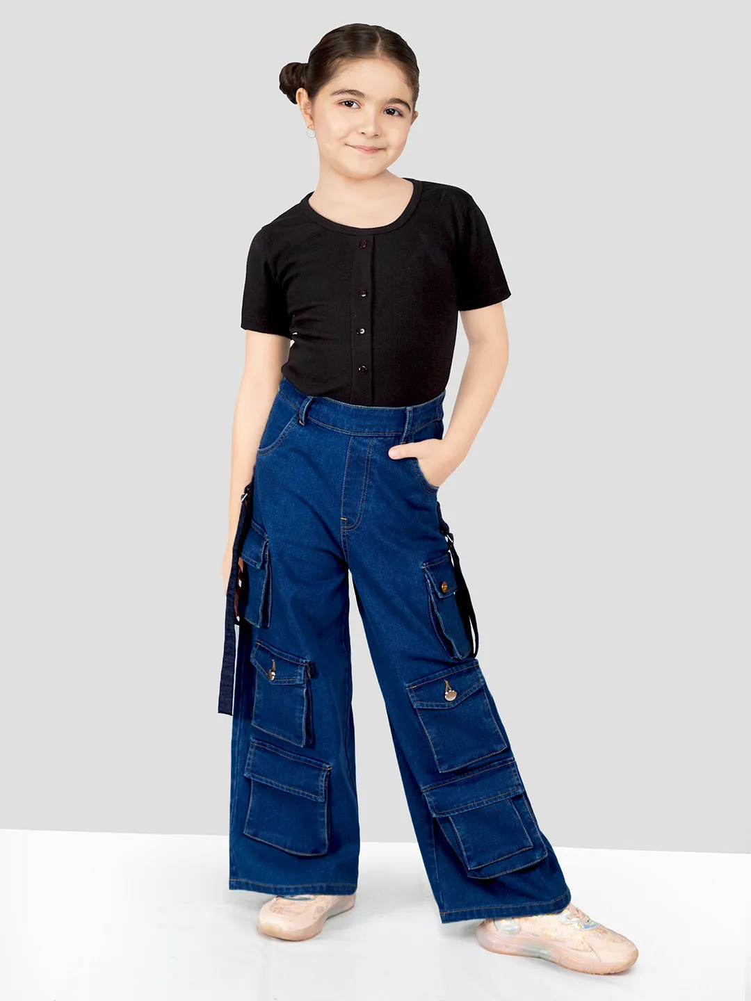 Girls Denim Ten Pockets Cargo