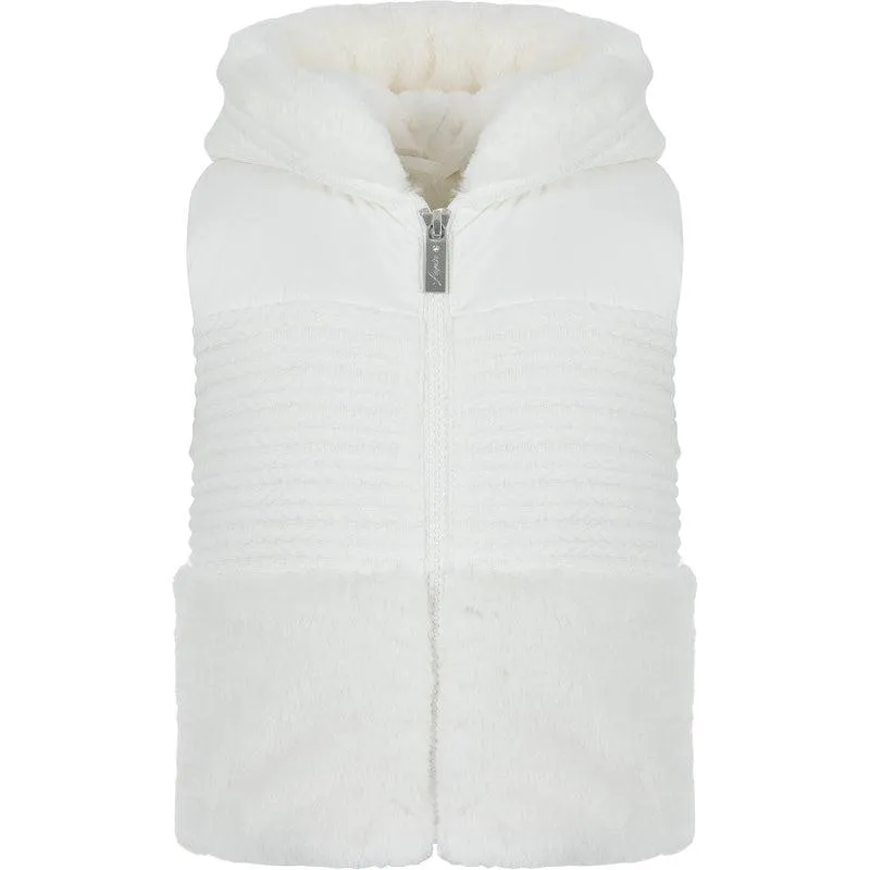 Girls White Faux Fur Gilet