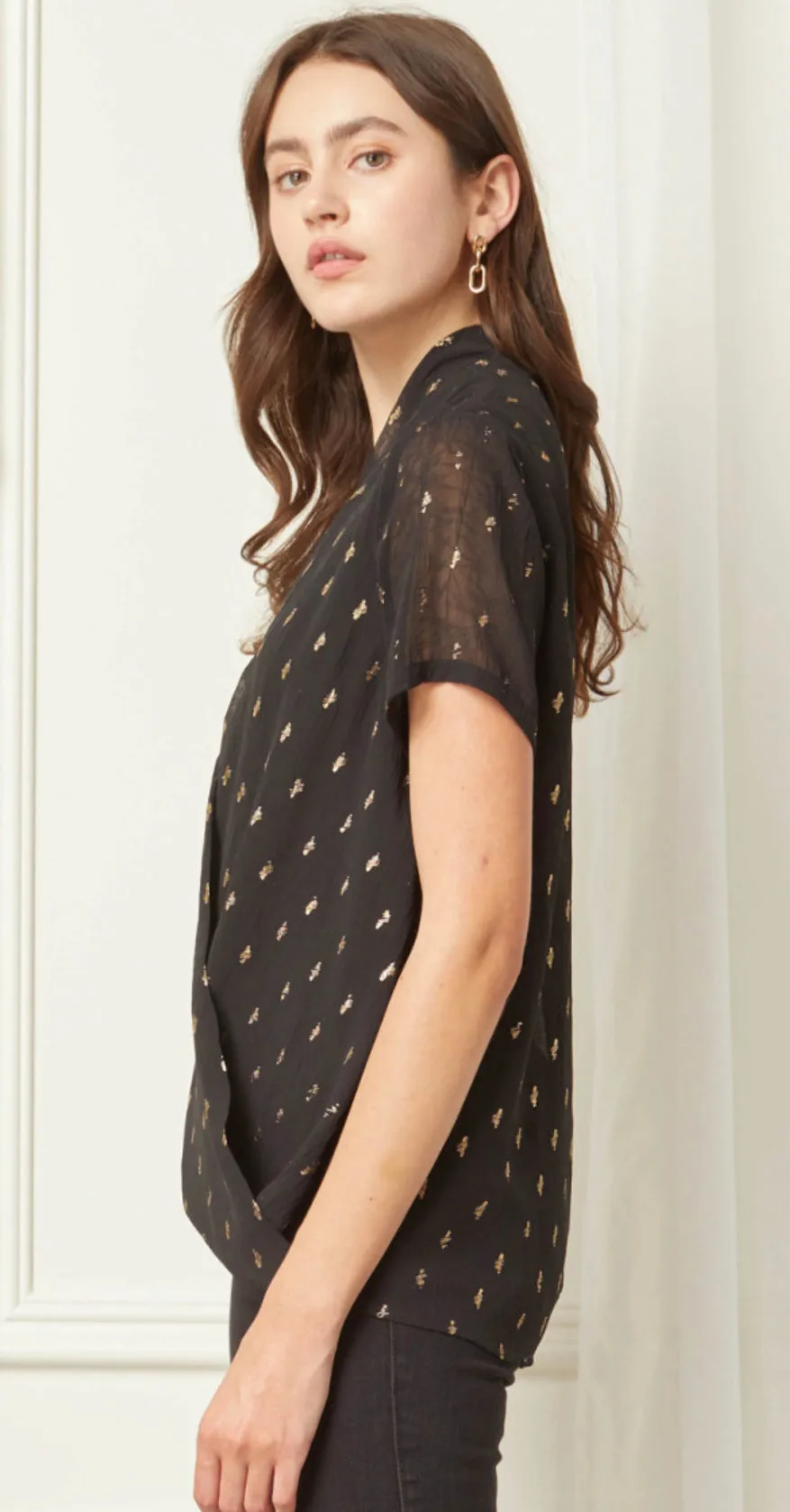 Gold Flecked Short-sleeve Top from Entro