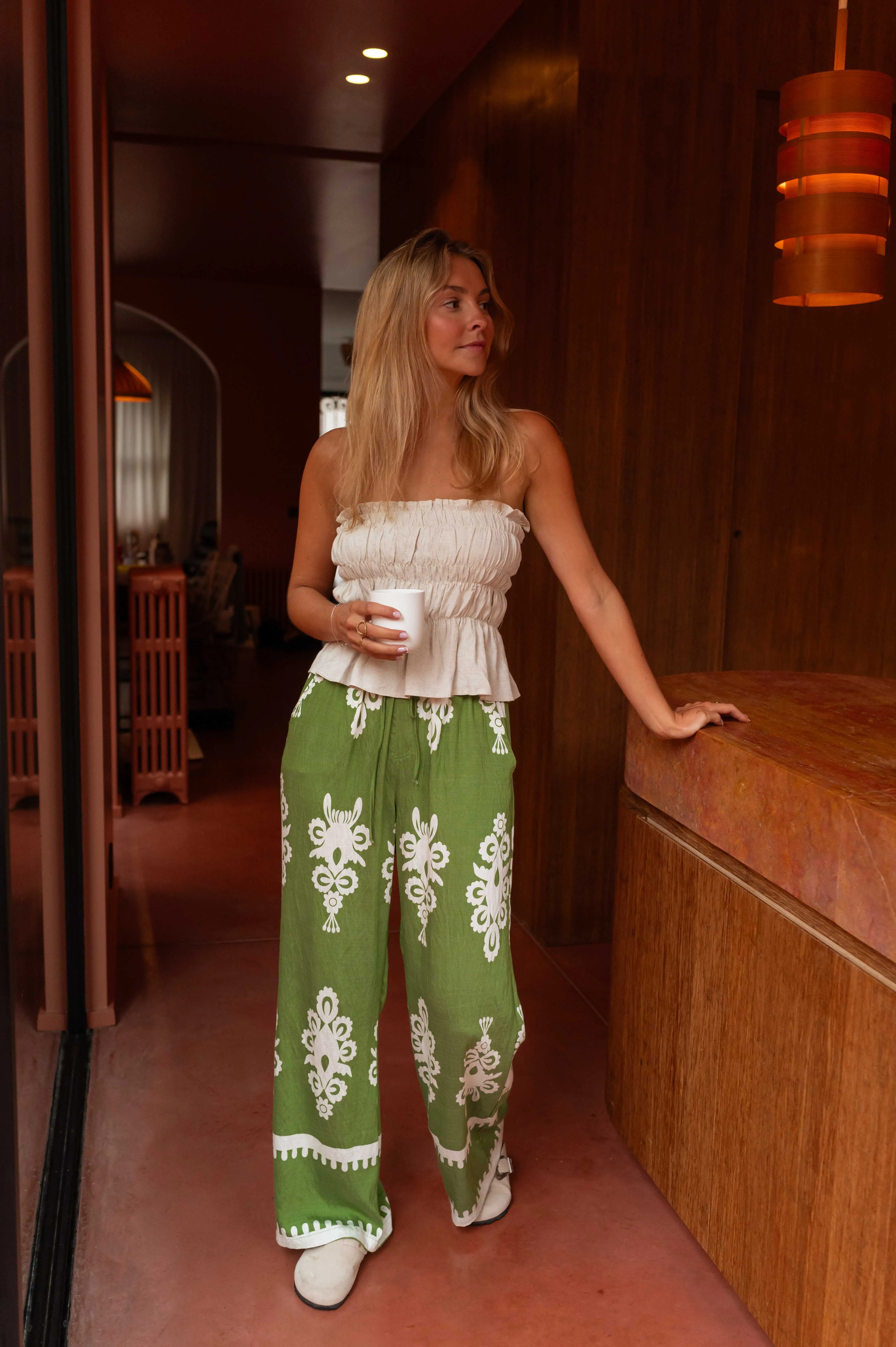 Green Patterned Alena Pants