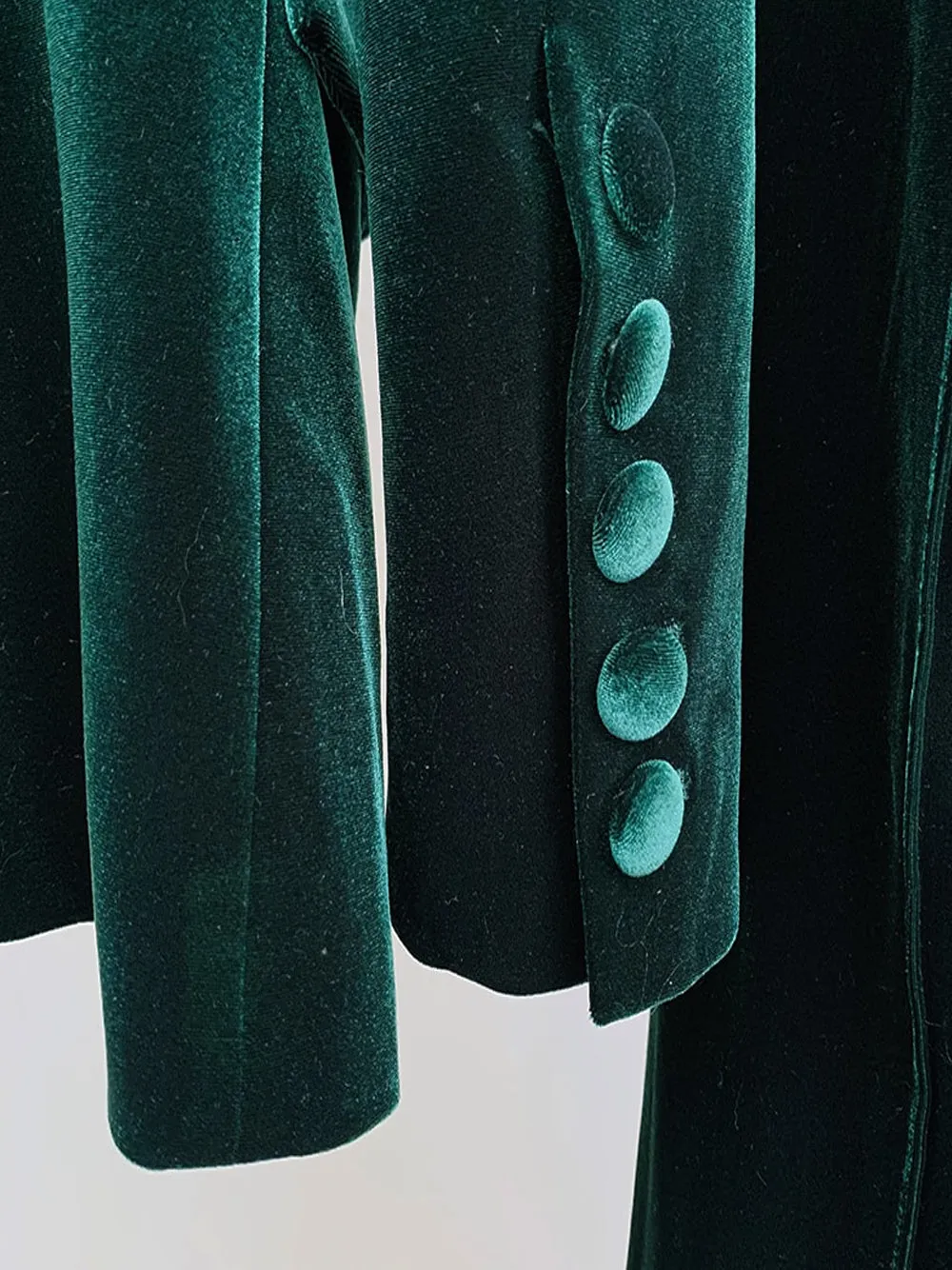 HINIYA Velvet Blazer & Flared Pants Set in Green