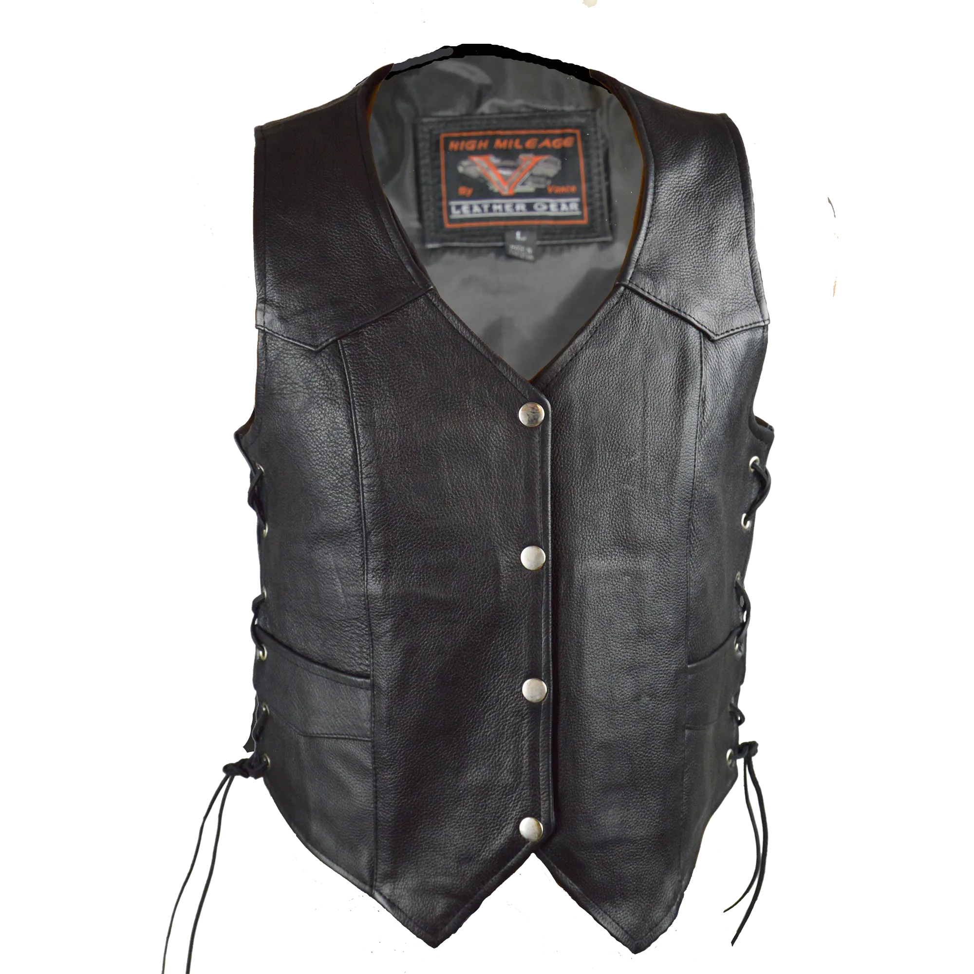 HML1040 Ladies Naked Leather Vest with Lace Sides