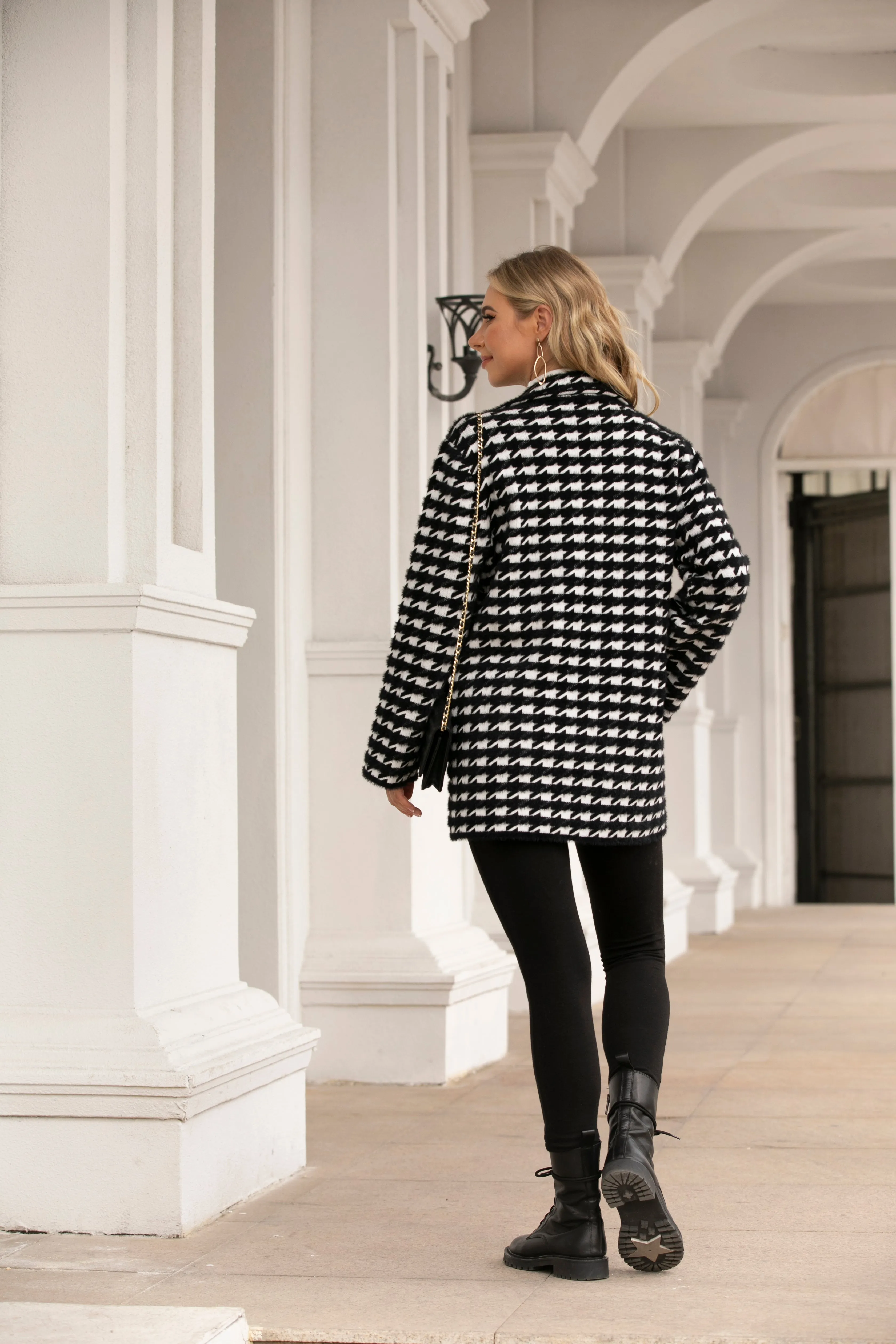 Houndstooth Jacket with Pockets