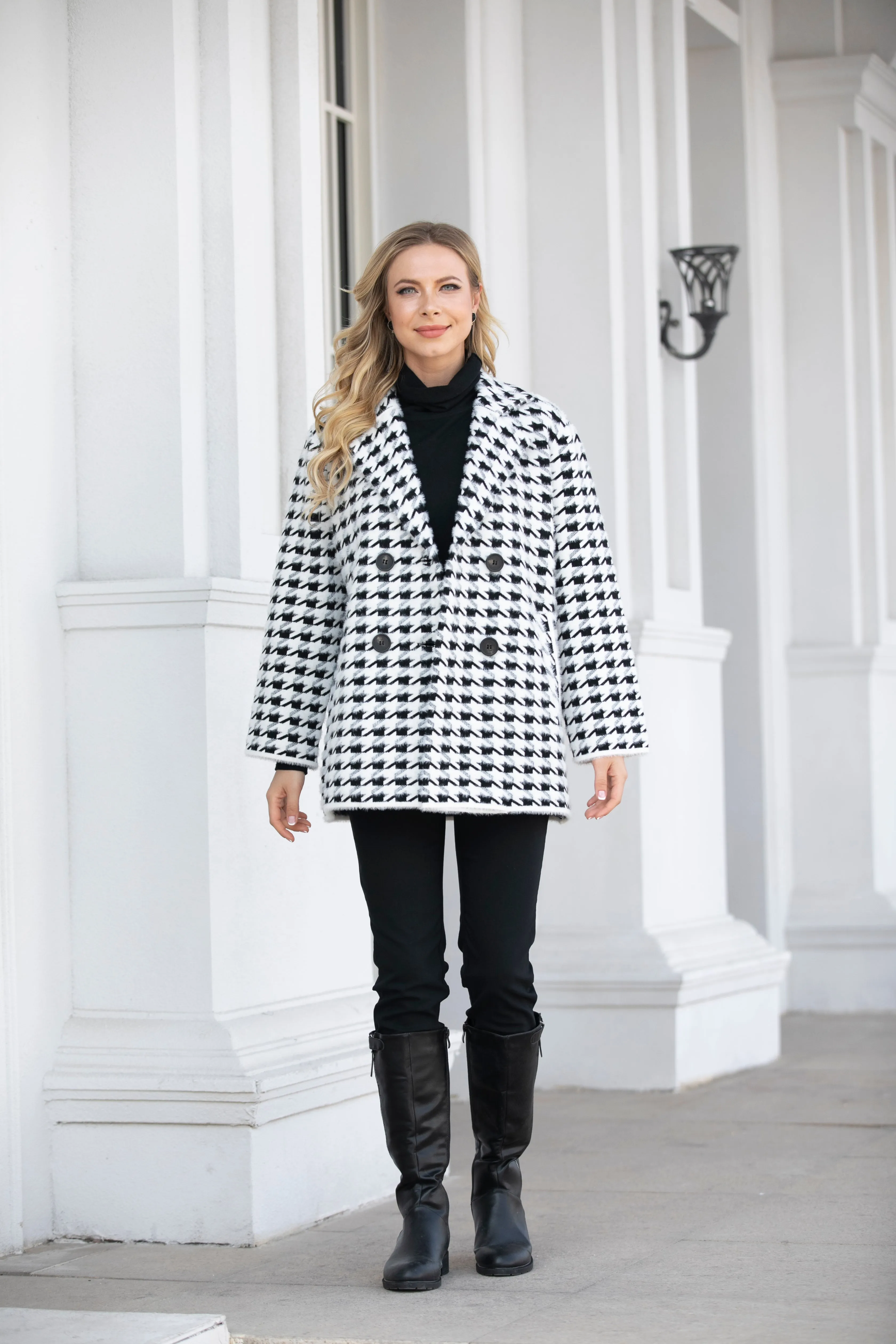 Houndstooth Jacket with Pockets