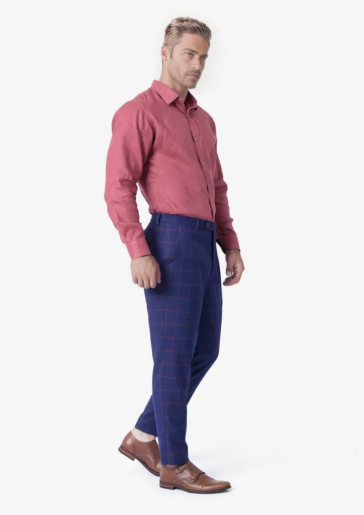 Indigo Blue Windowpane Pants