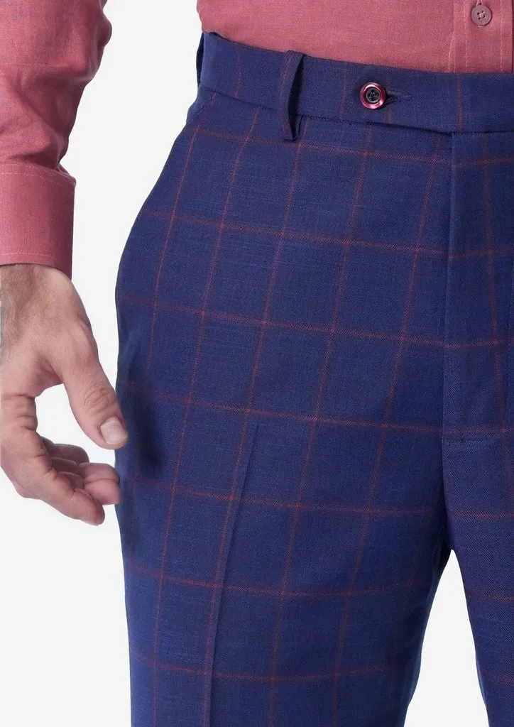 Indigo Blue Windowpane Pants