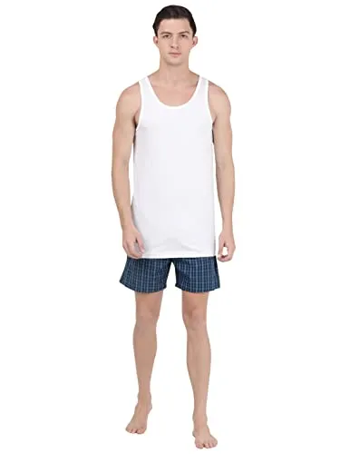 Jockey 8820 Men's Super Combed Cotton Round Neck Sleeveless Vest with Extended Length for Easy Tuck (Pack of 3)_White_L