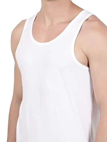 Jockey 8820 Men's Super Combed Cotton Round Neck Sleeveless Vest with Extended Length for Easy Tuck (Pack of 3)_White_L