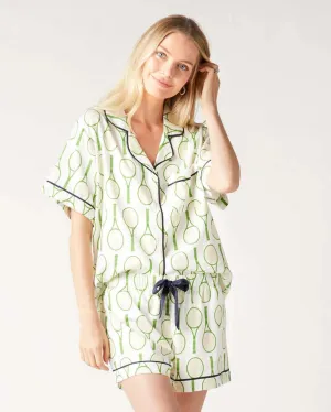 Ladies Katie Kime Tennis Time Pajama Shorts Set (Green)