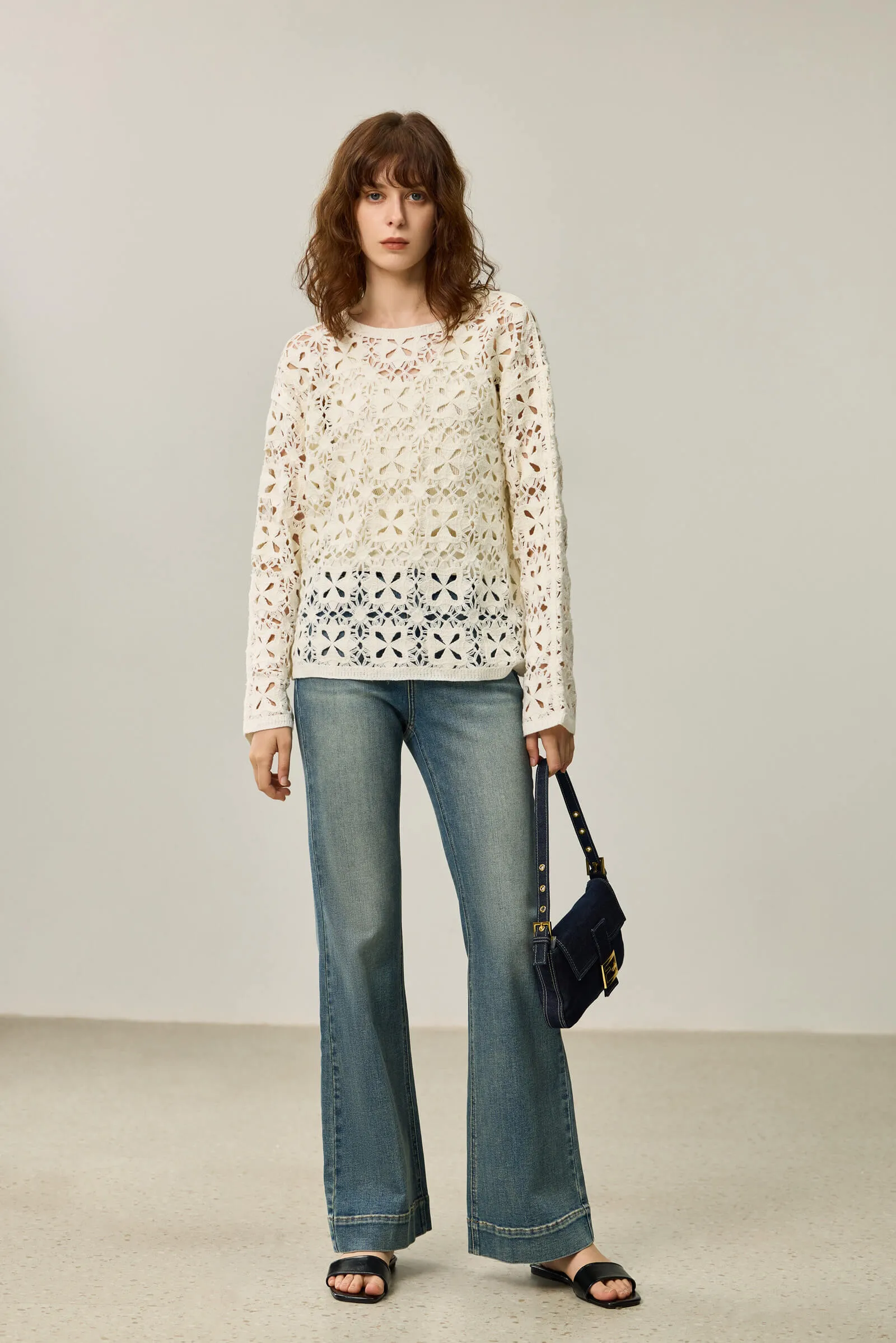 LILY Lace Hollow Knit Sweater