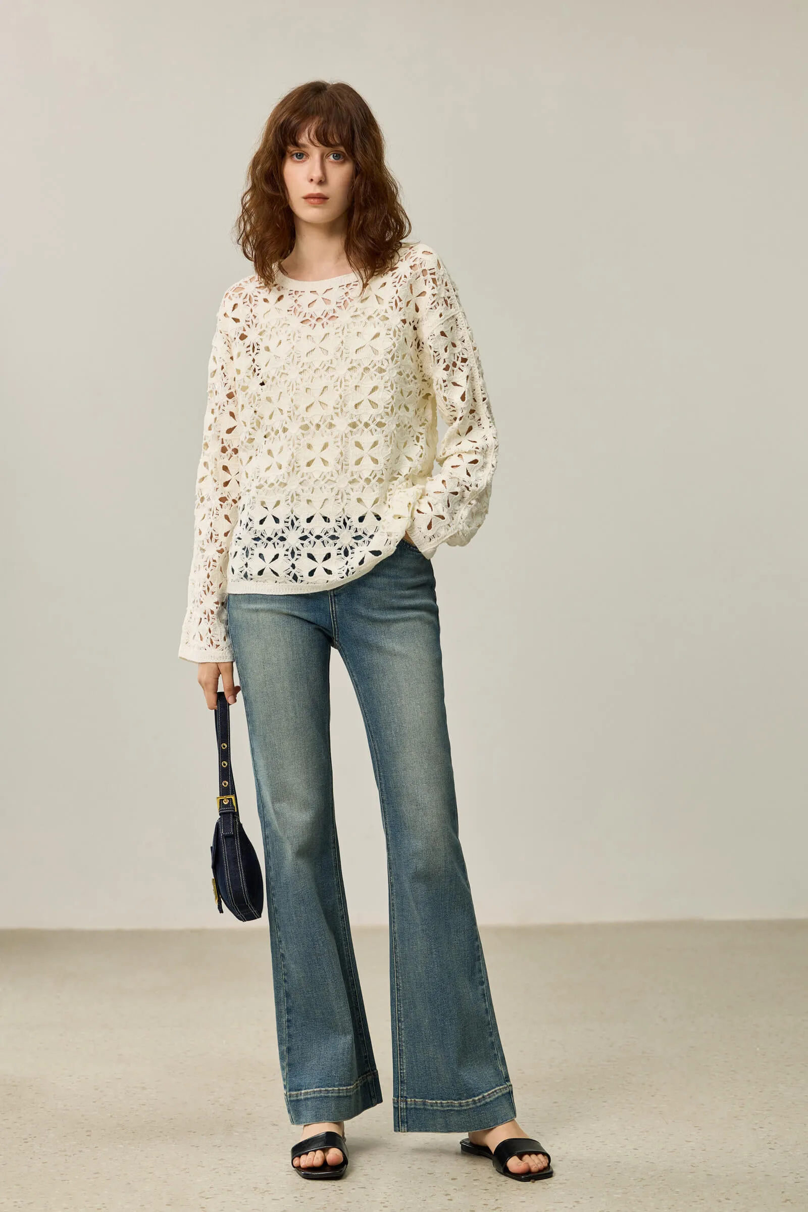 LILY Lace Hollow Knit Sweater